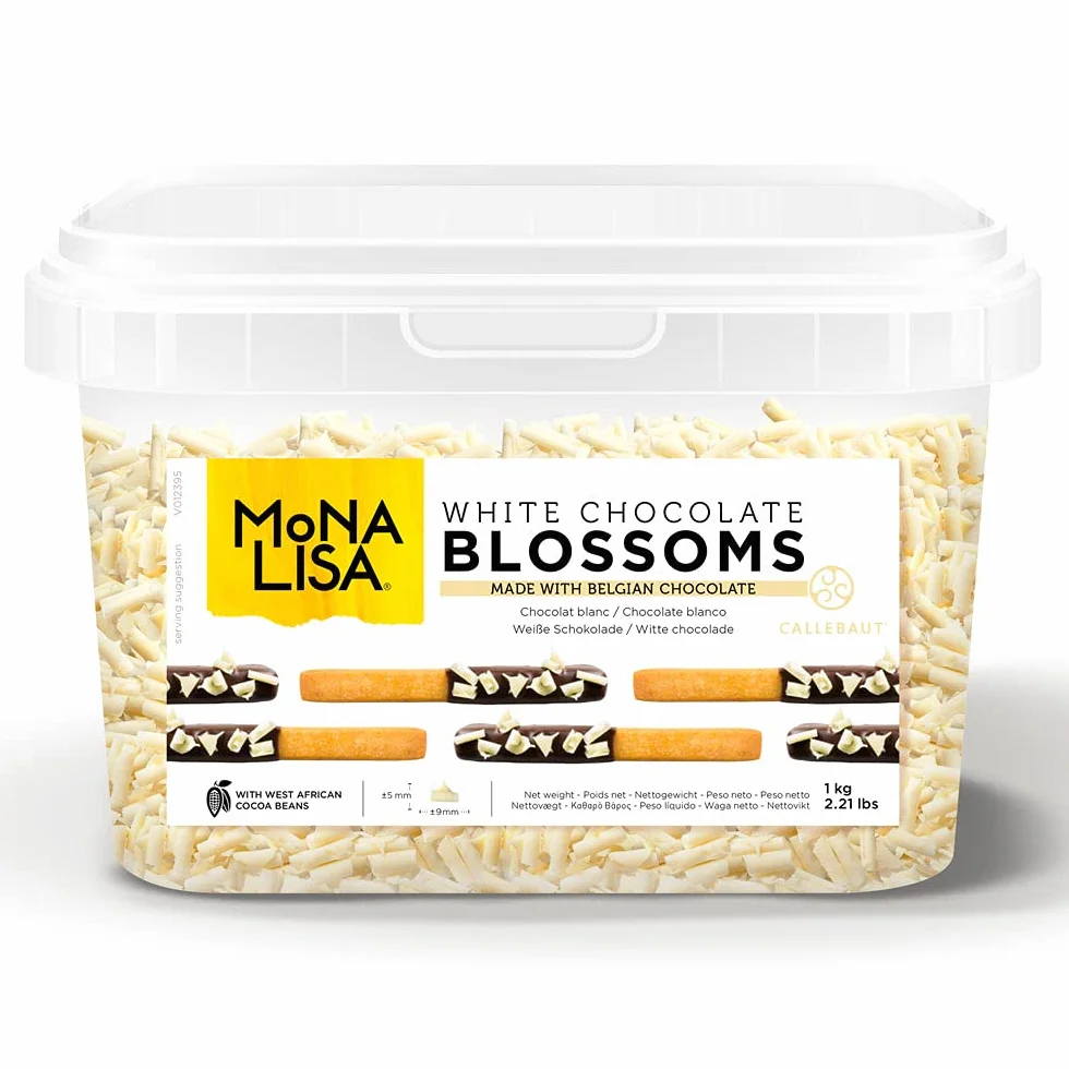 Mona Lisa Blossoms de Callebaut (copeaux de chocolat blanc, pot de 1 kg)