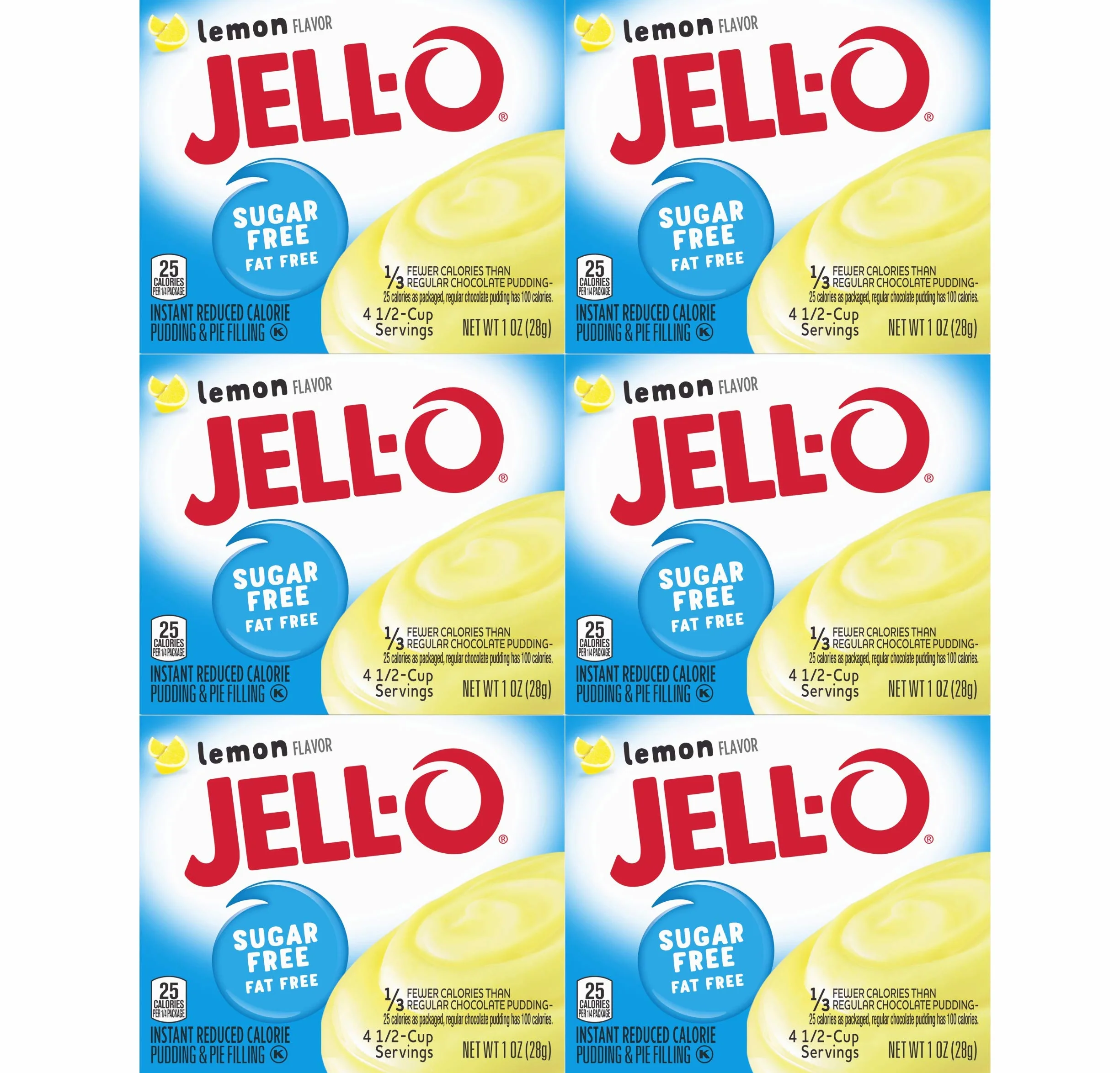 Jell-O Sugar-Free Instant Pudding and Pie Filling, Lemon, 1-Ounce Boxes (Pack of 6) by JELL-O