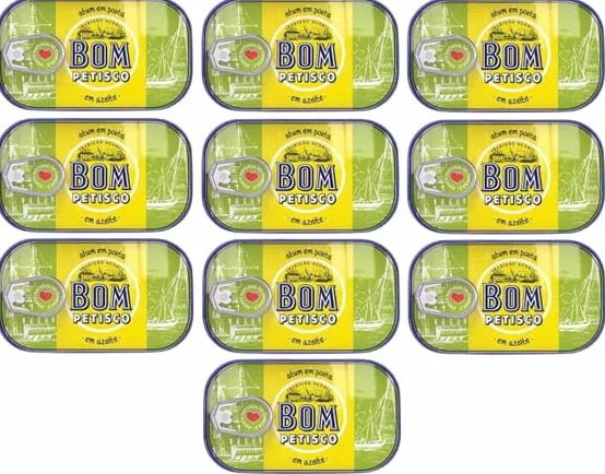 Bom Petisco Thon portugais exclusif à l'huile d'olive - 120 g - Lot de 10