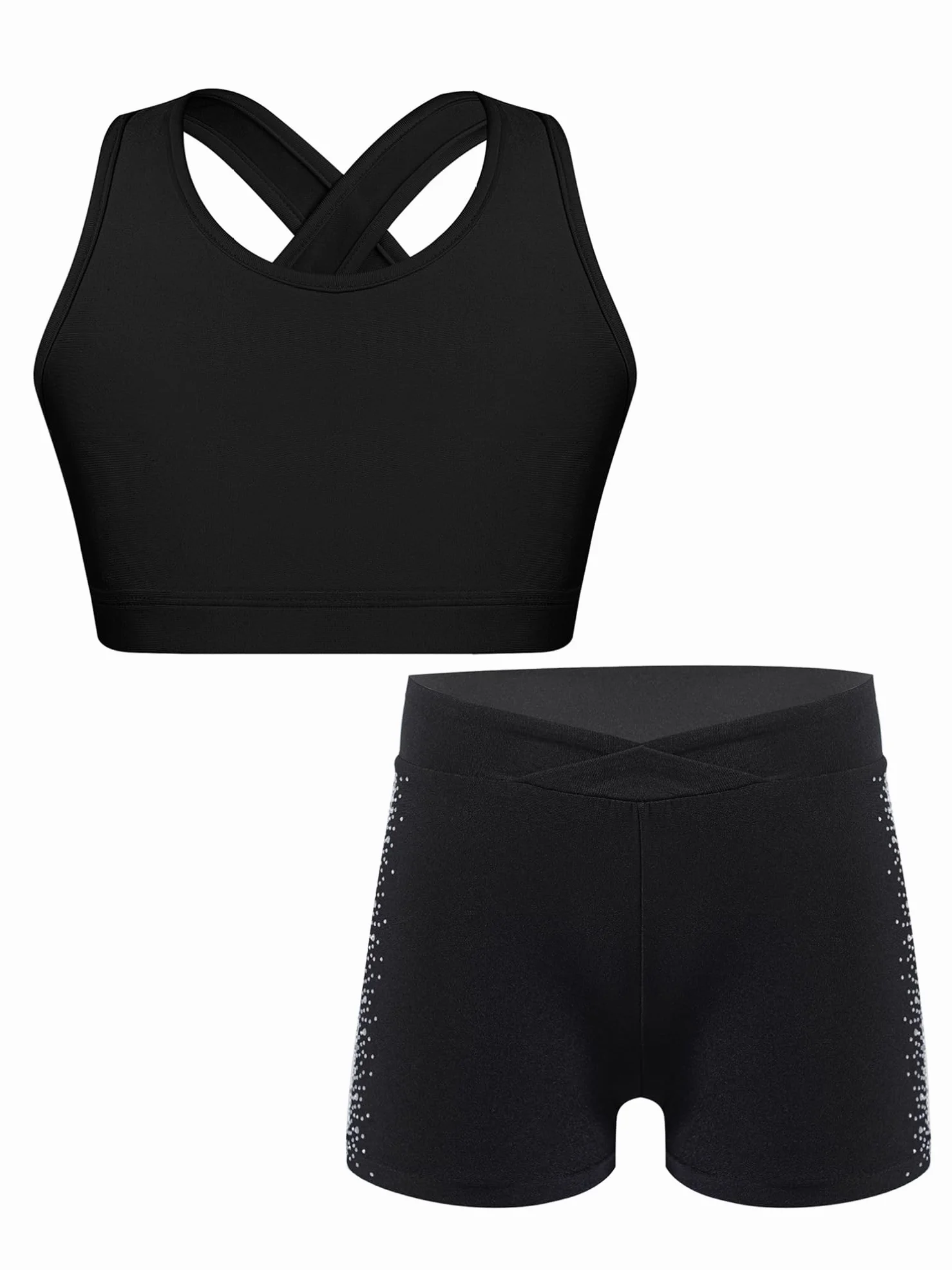 Zestaw Tenues De Gymnastique Pour Filles Crop Top Court Soutiengorge Sportif Shorts Gym Ensemble Sportif Danse Moderne Jazz Hip Hop