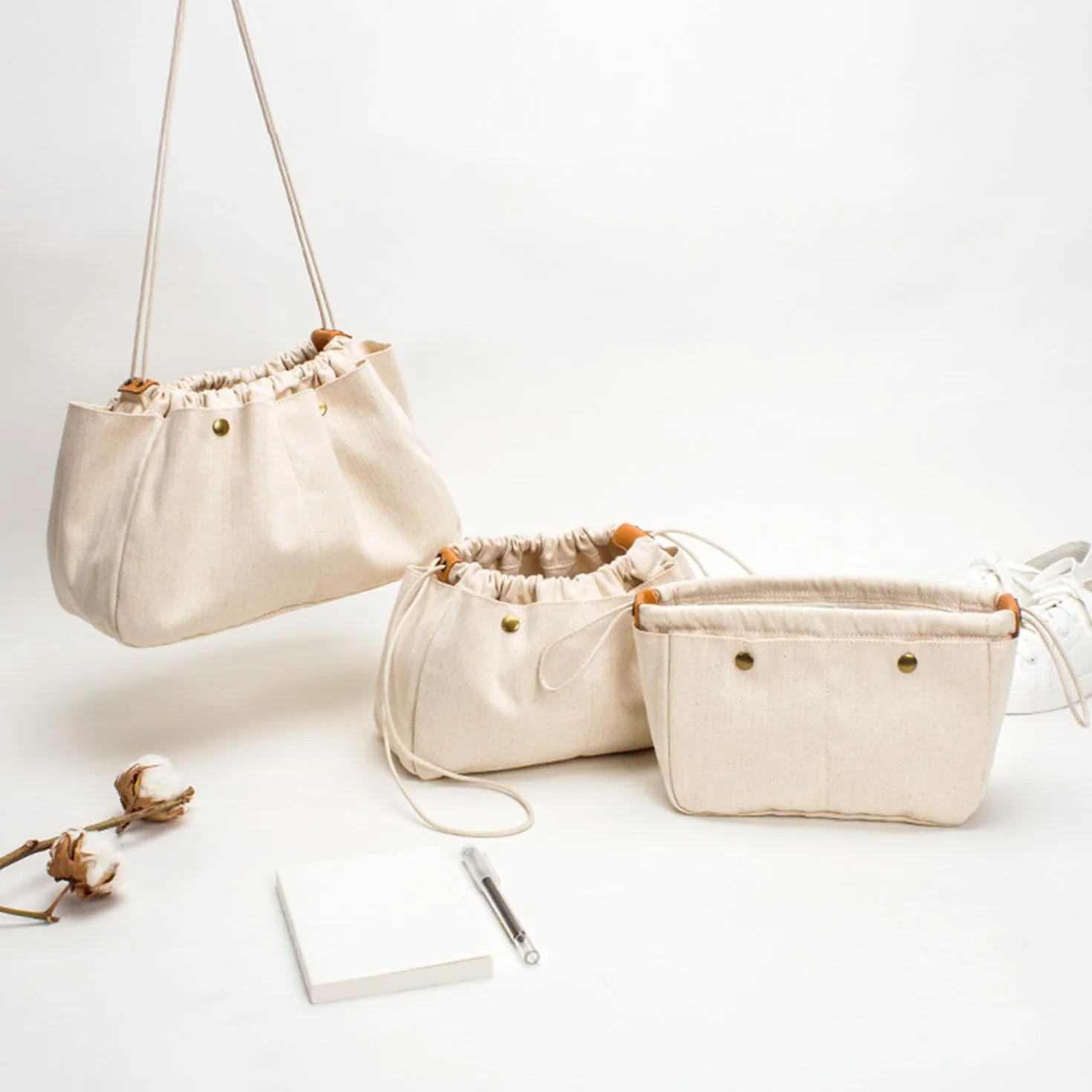 Pochette de rangement en toile de coton pour femme