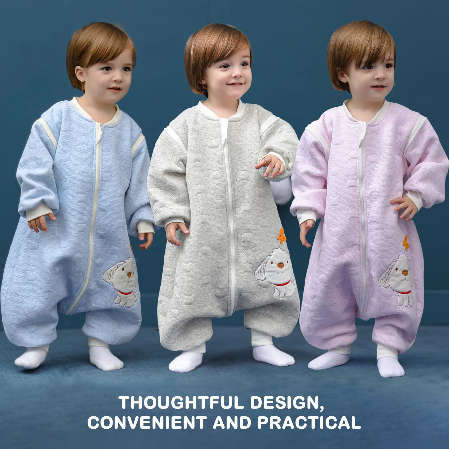 Gigoteuse bébé manches longues hiver 100% coton 80cm 0-16 mois bleu