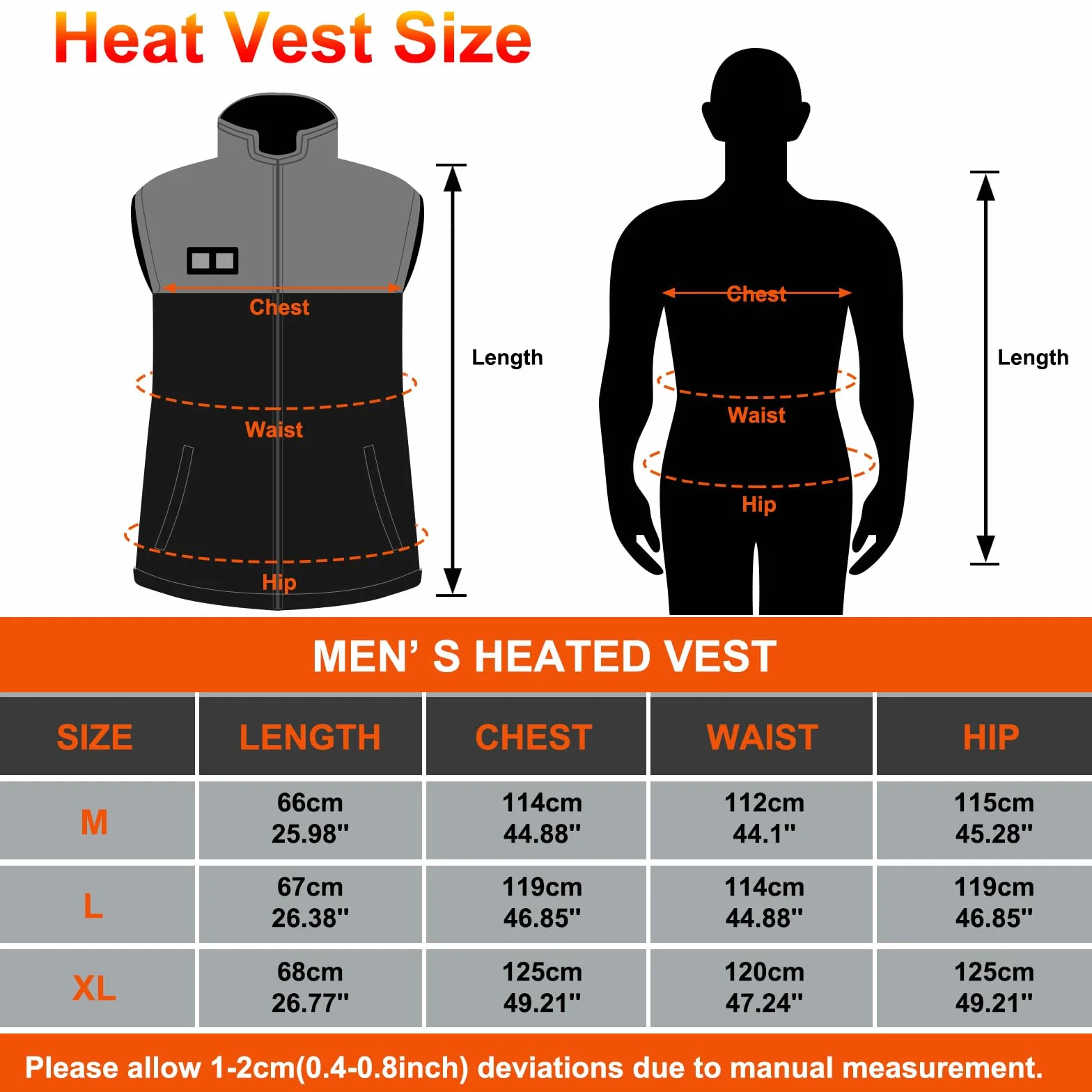 Tonfarb Gilet Chauffant Homme Veste Chauffante 4 Zones de Chauffage 3 Modes de Chauffe Lavable Chauds Gilet Thermique Homme Plein Air Pêche Ski