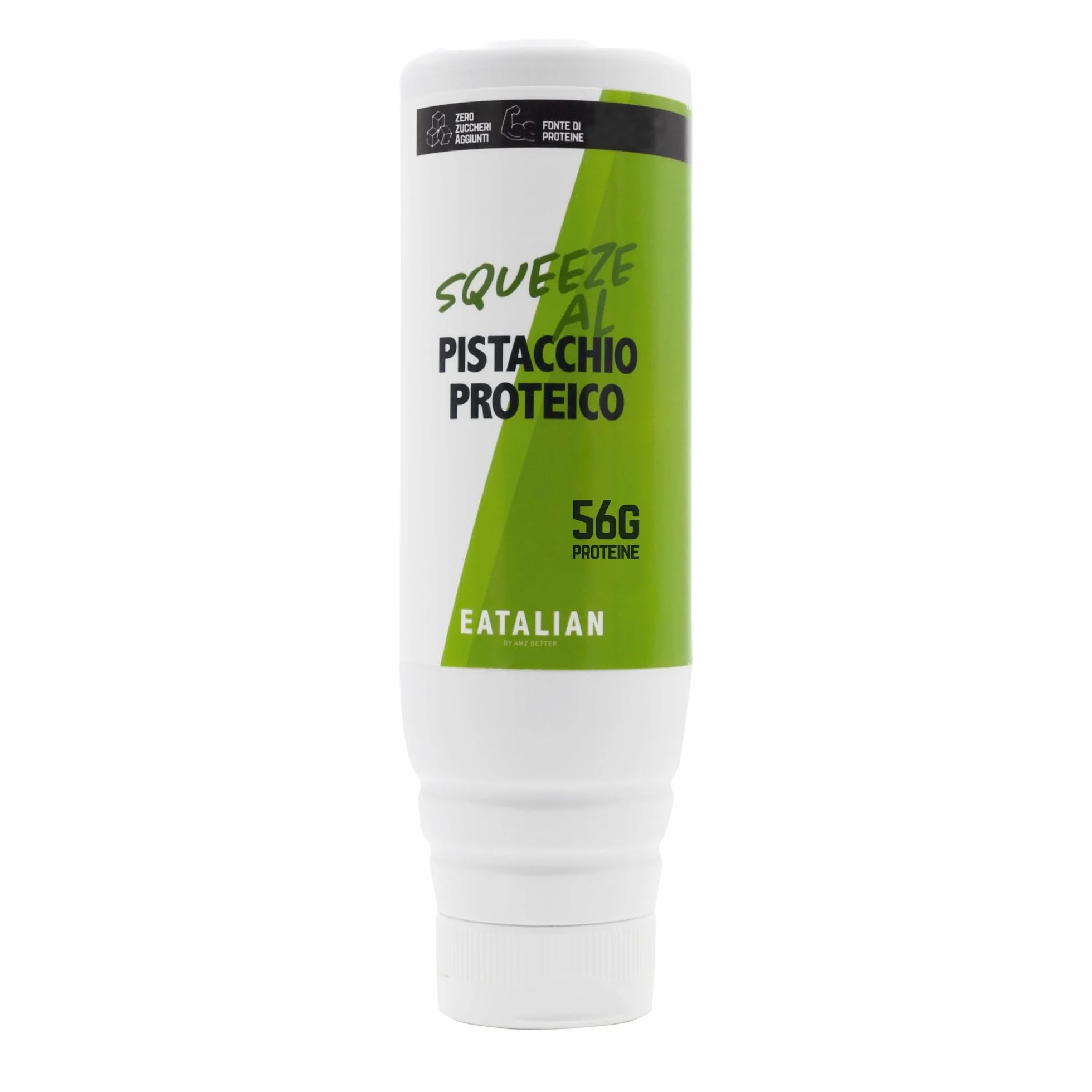 EATALIAN by AMZ BETTER Topping Protéiné au Goût de Pistache, Crème Sucrée Protéinée en Squeezer de 300 gr, Made in Italy, Sauce Pistache Idéale pour Décorer Glaces, Desserts et Dubai Chocolate