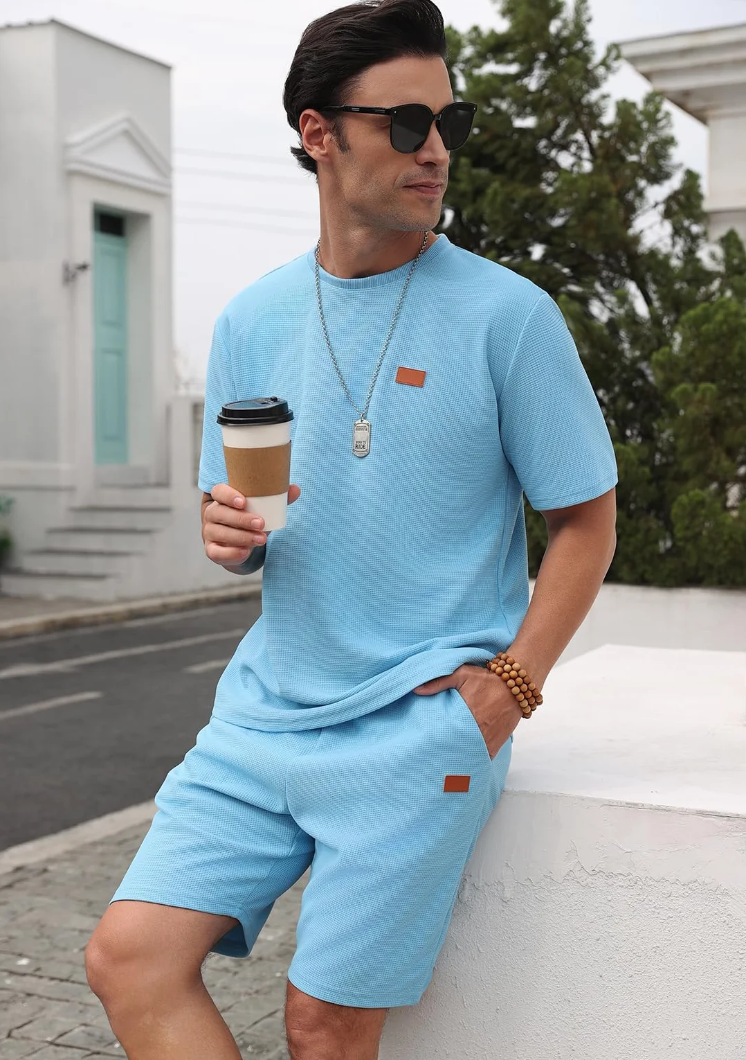 Ensemble de survêtement 2 pièces homme chemise short