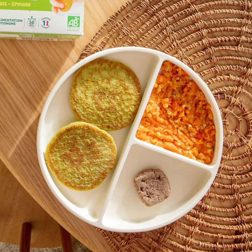 Yooji - Lot x6 Pancakes Petit pois Carotte bio pour repas bébé dès 8 mois - Introduction purée morceaux, Alimentation autonome et DME - 18 repas