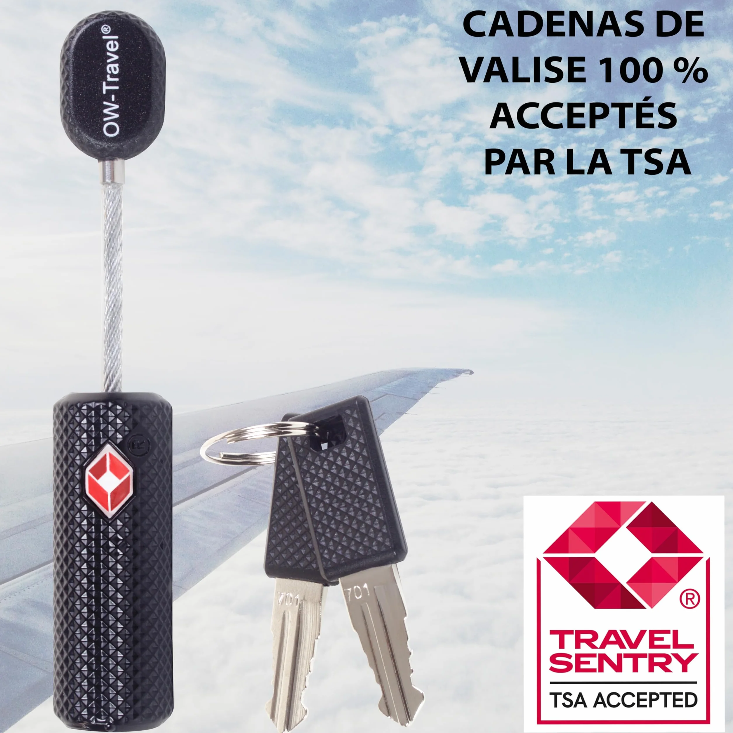 Cadenas Cable TSA 007 pour Valise Bagages Antivol Voyage