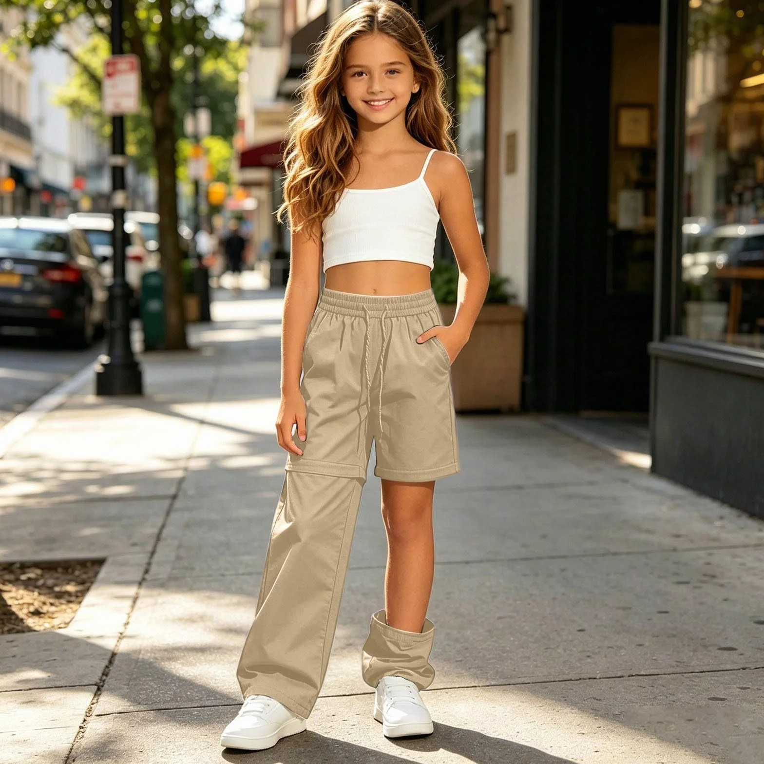Pantalon Randonnée Fille Convertible Short Léger Séchage Rapide Sport