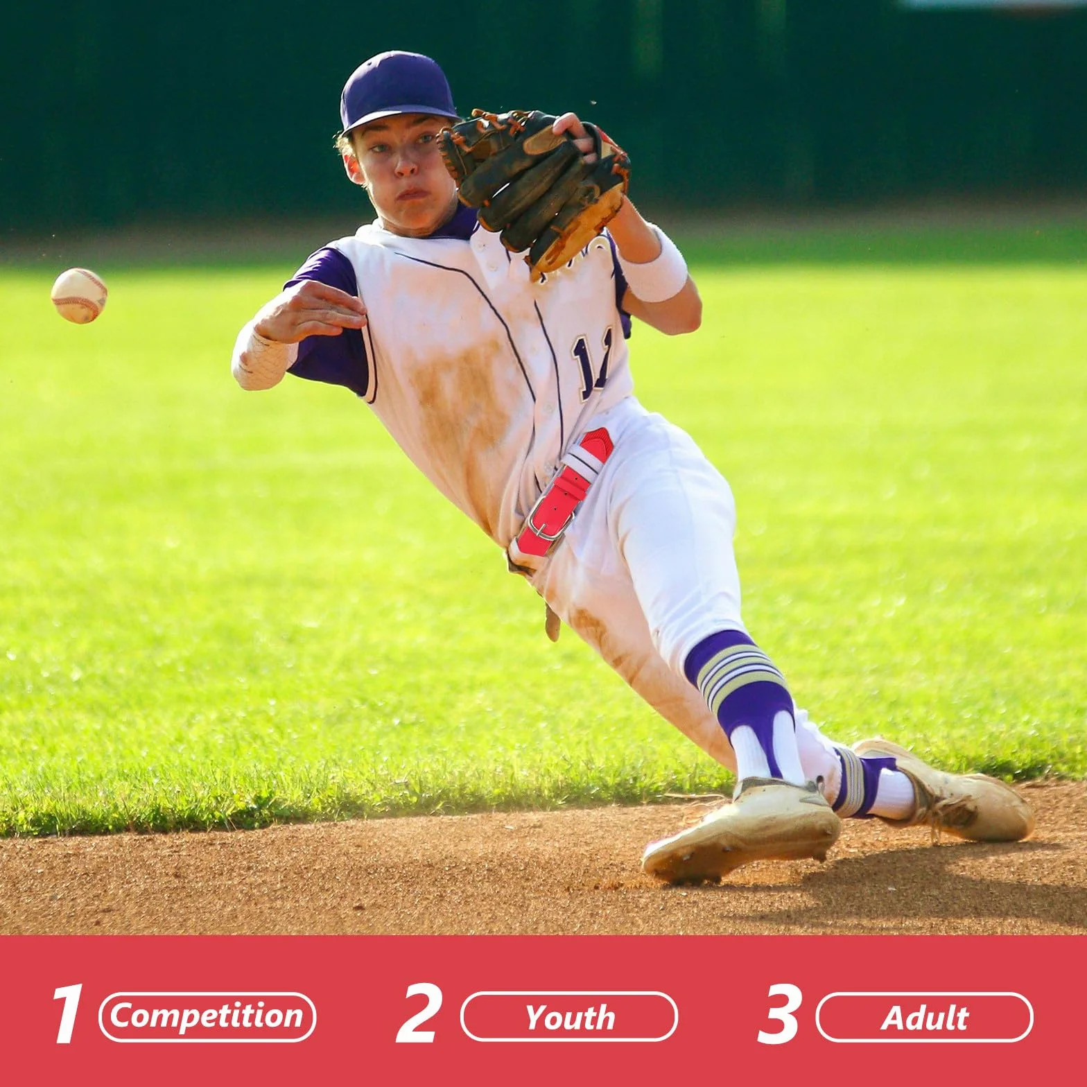 Veemoon Ceinture de Baseball Extensible Rouge pour Garçon, Alliage Ajustable, Accessoire Sport Baseball et Softball