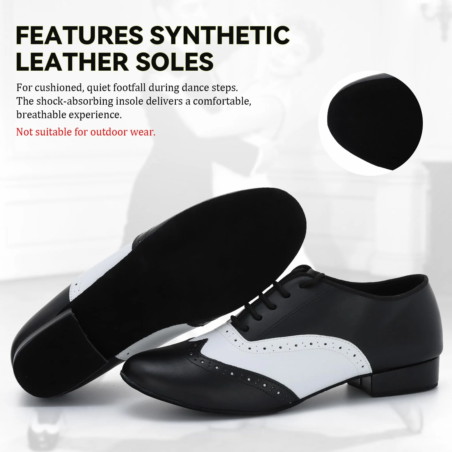 Chaussures Danse Latin Salsa Tango Cuir Synthétique Lacets Homme Talon