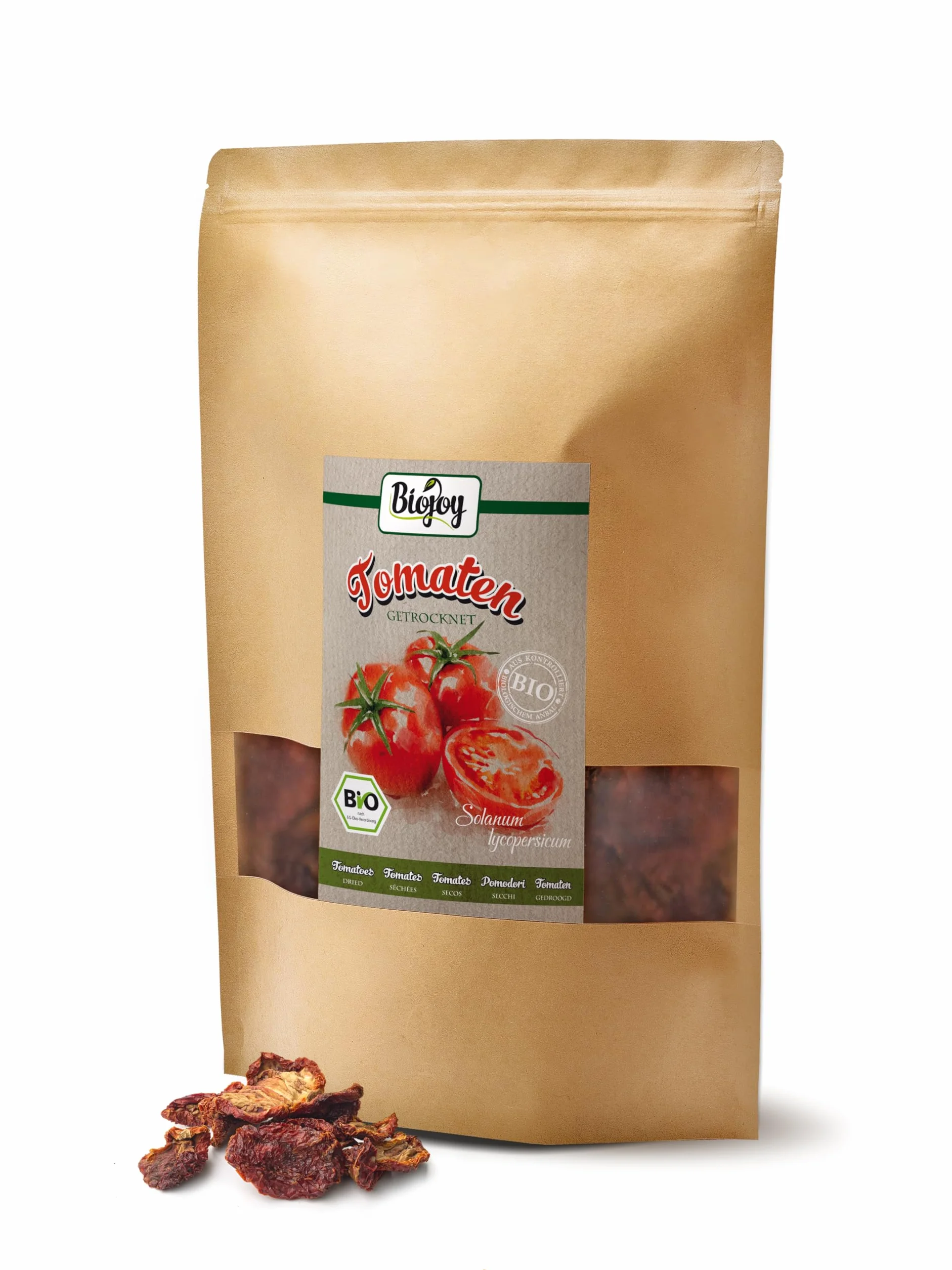 Biojoy Tomates séchées BIO (1 kg), sans huile, non sulfatés, avec 7% de Sel gemme