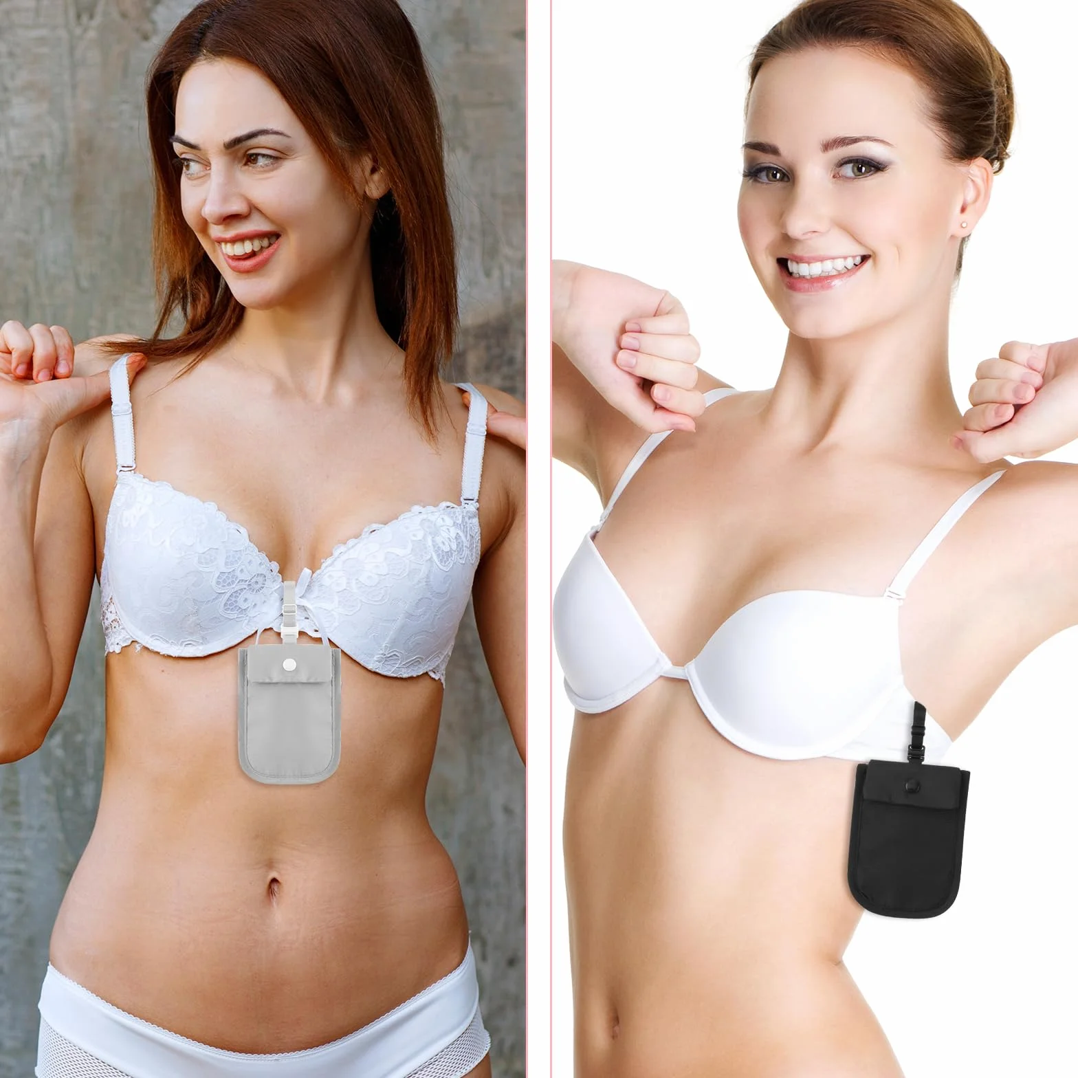 Ceinture pour billets de voyage femme - Portefeuille dissimulé antivol - Poche secrète passeport argent cartes
