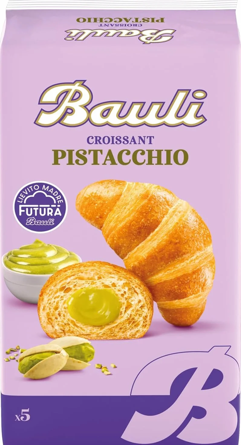Italian Gourmet Bundle Croissants aux pistaches 3 x 250 g + pulpe italienne Gourmet – Pâtisserie italienne, Croissants farcis avec crème de pistache, snack sucré pour café, bureau