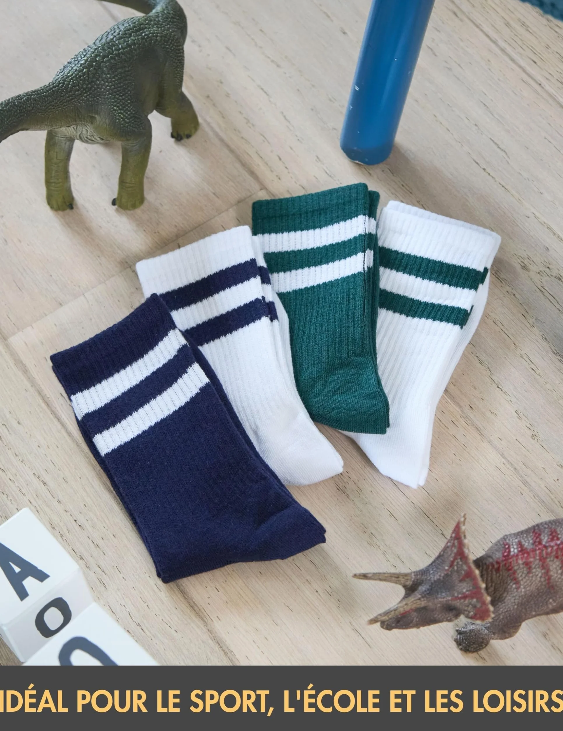 Basic Treasure Lot de 4 Paires de Chaussettes de Tennis Enfant en Coton
