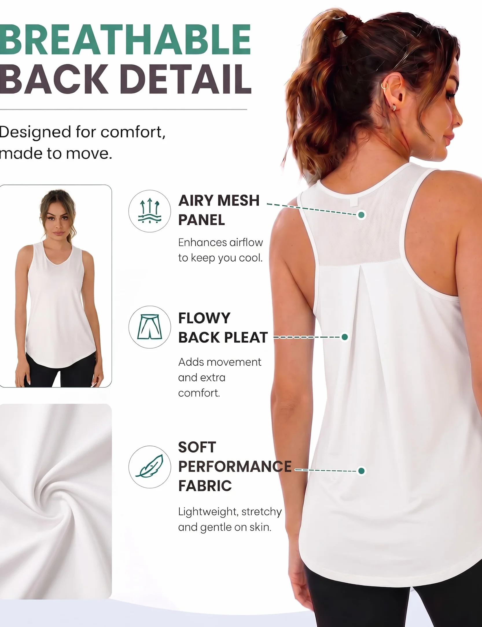 Terecey Femme Débardeur Fitness Tank Top sans Manches Respirant Été
