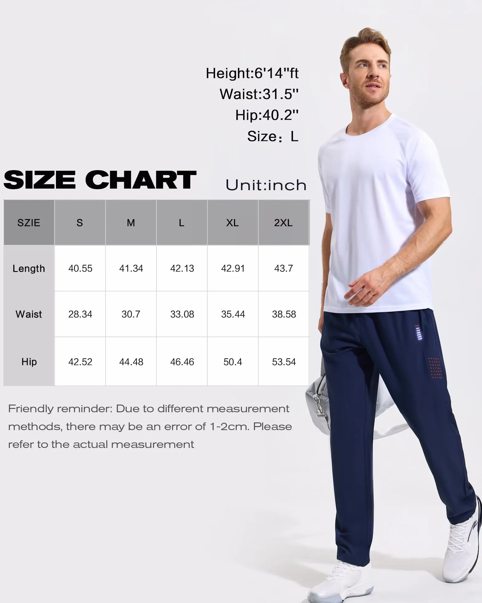 Gaiatiger Pantalon de Jogging Homme Séchage Rapide Sport Training avec Poches Zippées