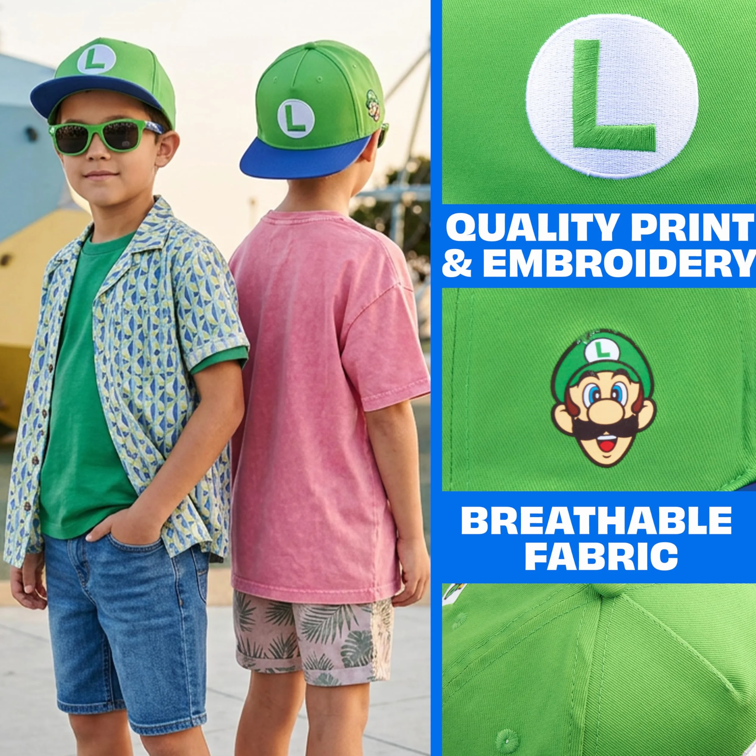 Casquette Baseball et Lunette de Soleil Protection UV Minecraft Fortnite Bob l'éponge Super Mario
