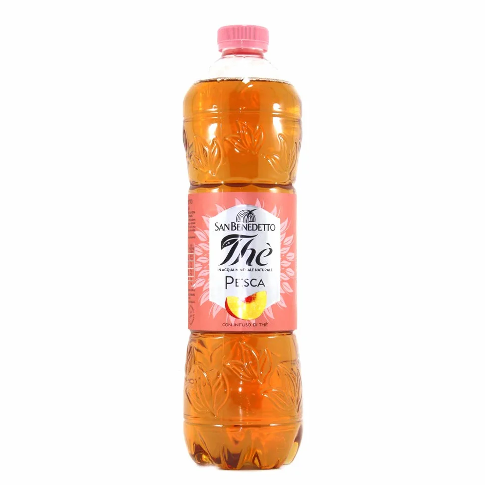 San Benedetto the pesca 6x 1,5 L, thé glacé le «Peach Pet jetable, thé glacé rafraîchissant, sans conservateurs et colorants artificiels + Italian Gourmet polpa 400g