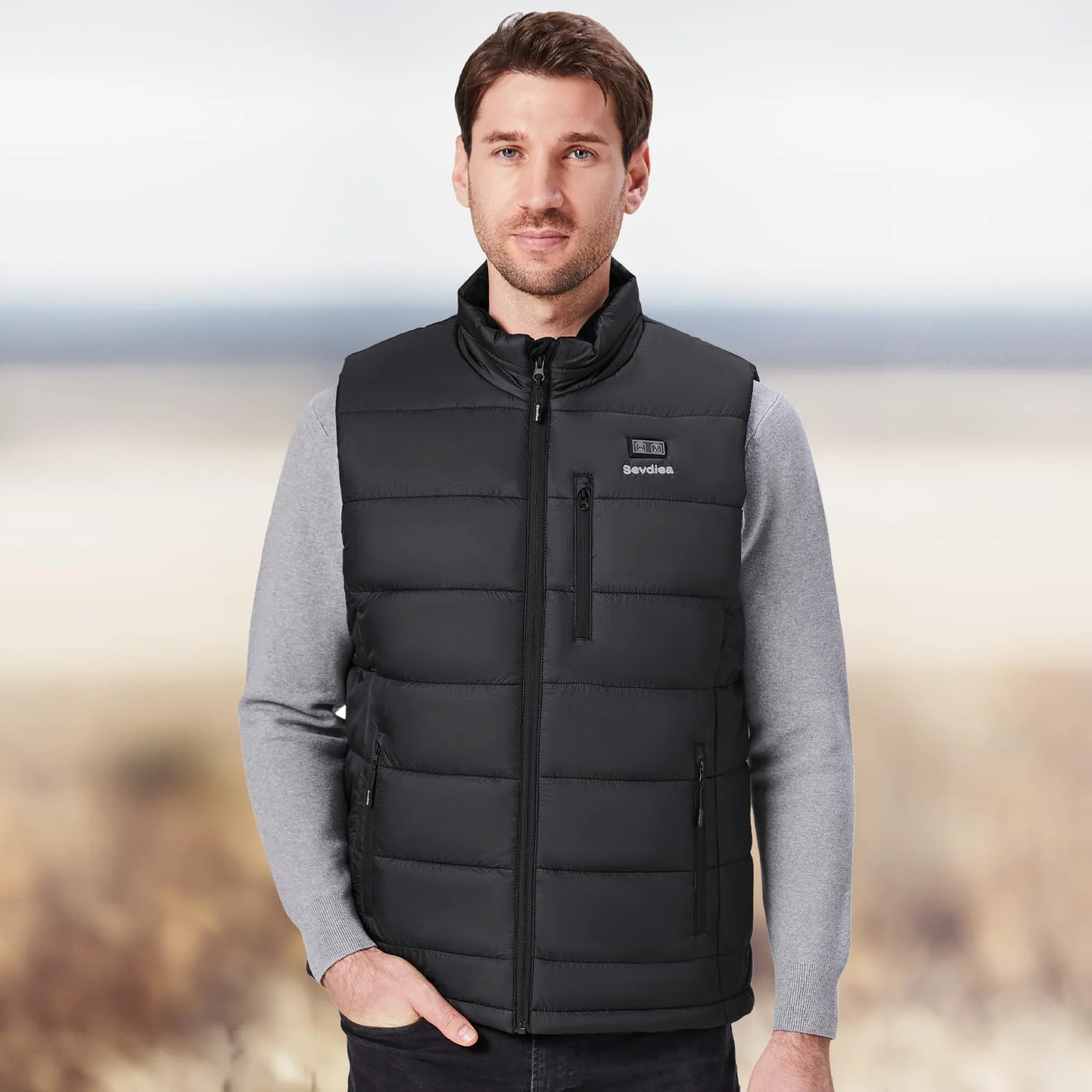 Gilet Chauffant Homme 16000 mAh 7,4V Batterie Incluse Veste Chauffante Moto Rechargeable