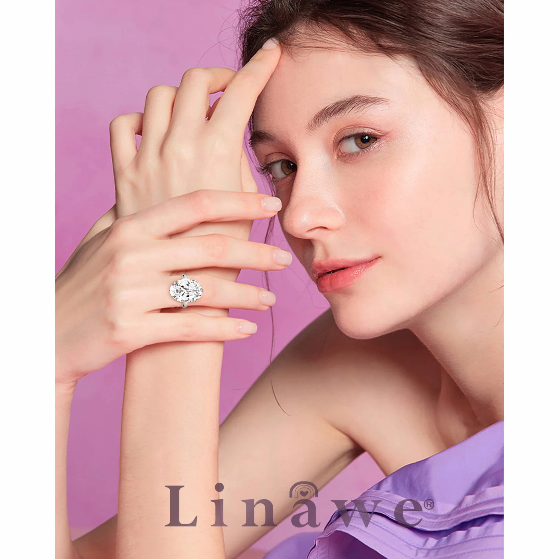 Bague ajustable diamant synthétique Moissanite femme or rose argent trois nuances cuivre