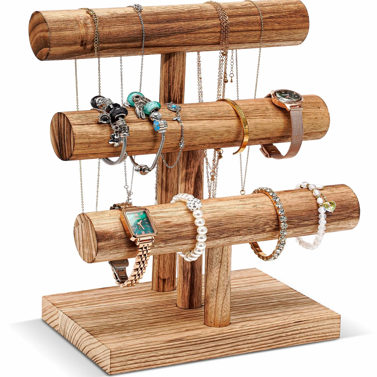 ProCase Porte Bracelet en Bois Détachable 3 Niveaux, Support Bracelet Naturel