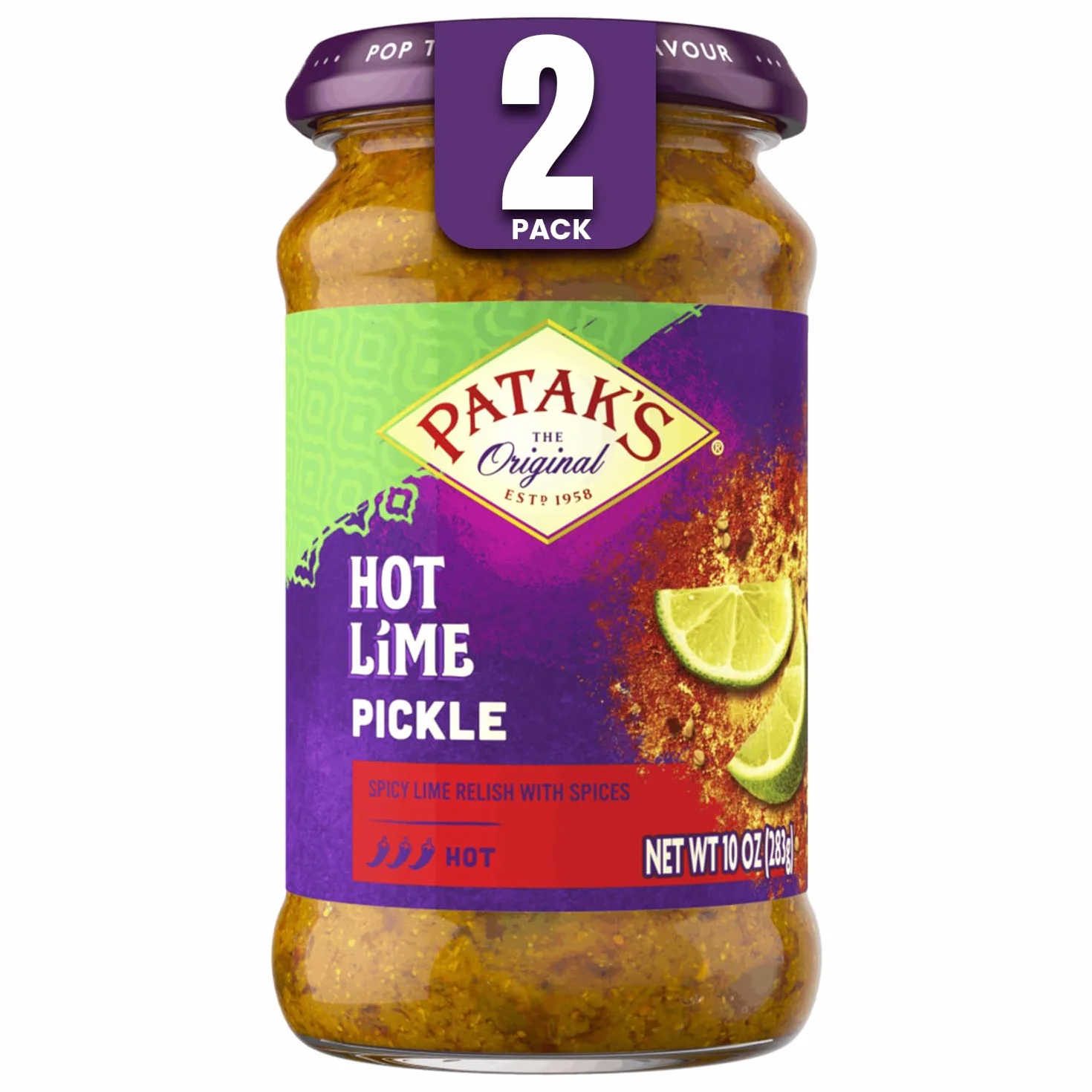 Hot Lime Pickle de Patak (de 283g) - Paquet de 2