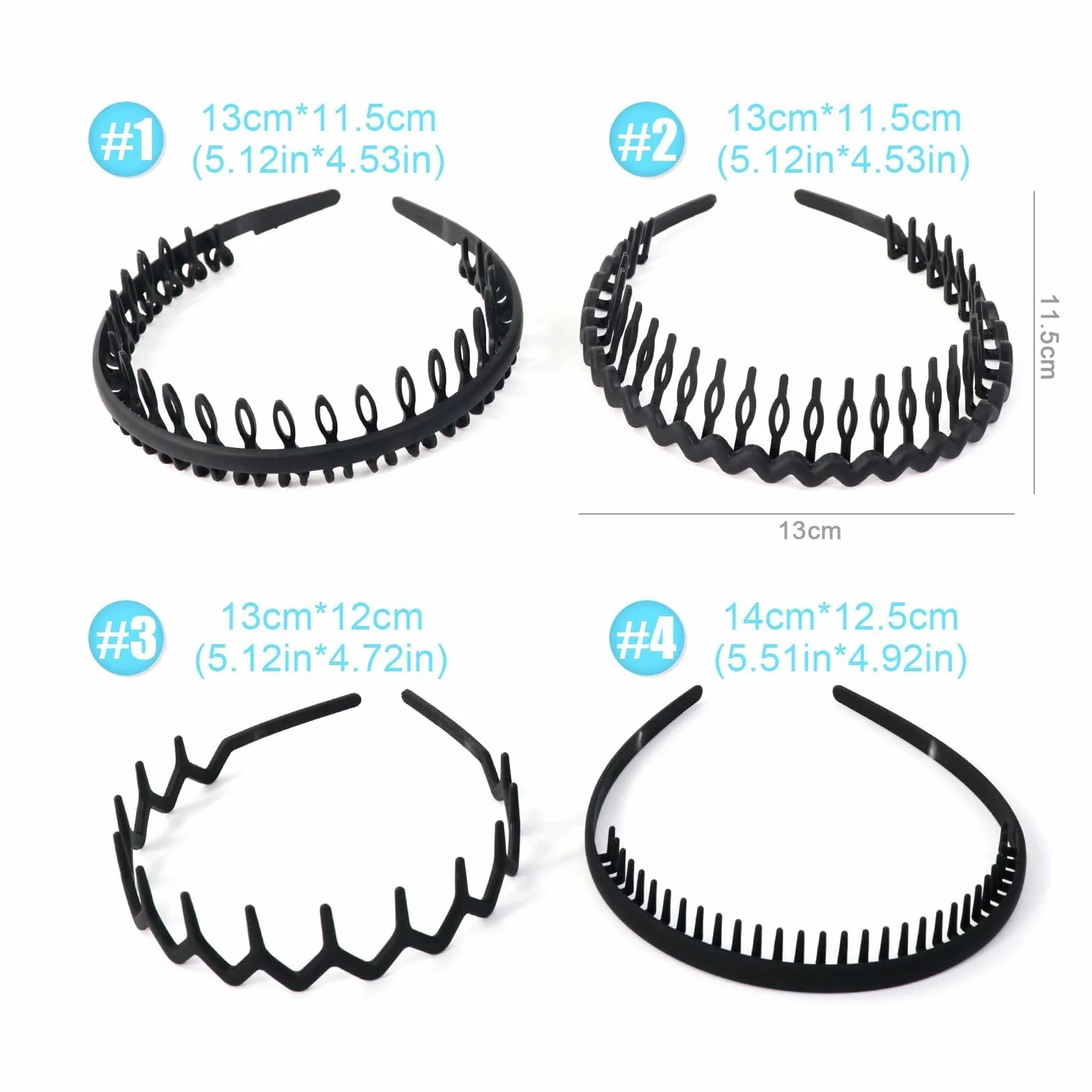 Serre Tete Homme Bandeaux Ondulés Élastique Multi-Style en Plastique Noir Antidérapant Sport Unisexe