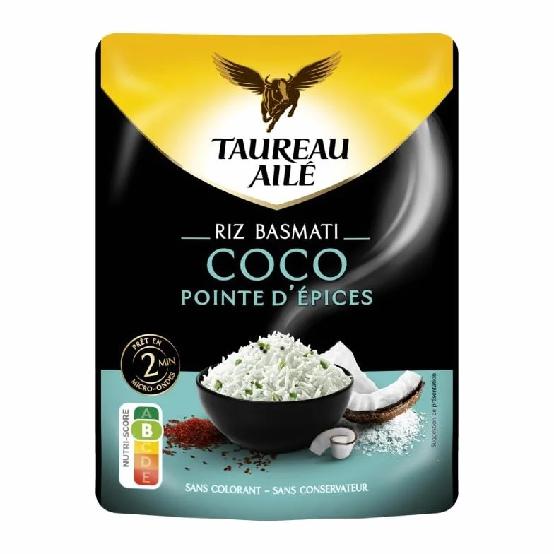 TAUREAU AILE | Taureau Ailé Riz Basmati Coco 2Min 250G | Lot De (3) | livraison offerte