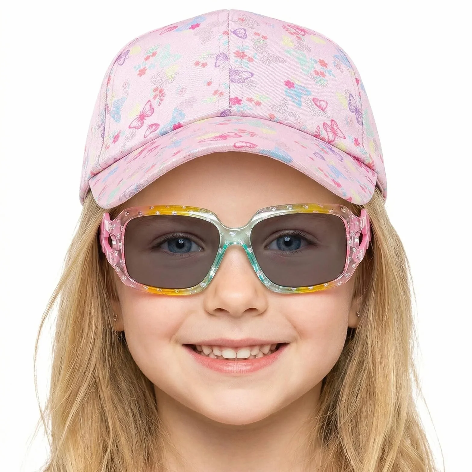 Casquette Enfant Fille et Lunettes de Soleil Baseball Réglable Chapeau Sport Extérieur Été