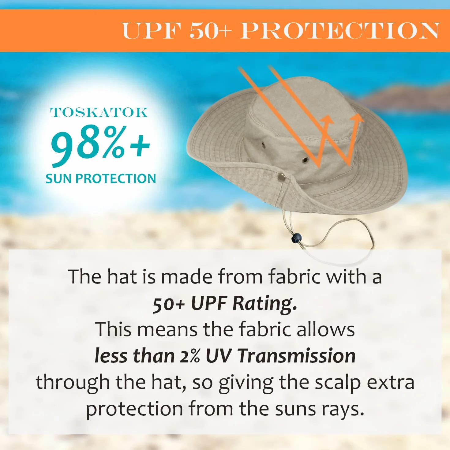 TOSKATOK Bob Safari Style Enfants UPF 50+ Anti UV Coton Protection Solaire Bords Larges Taille Unique