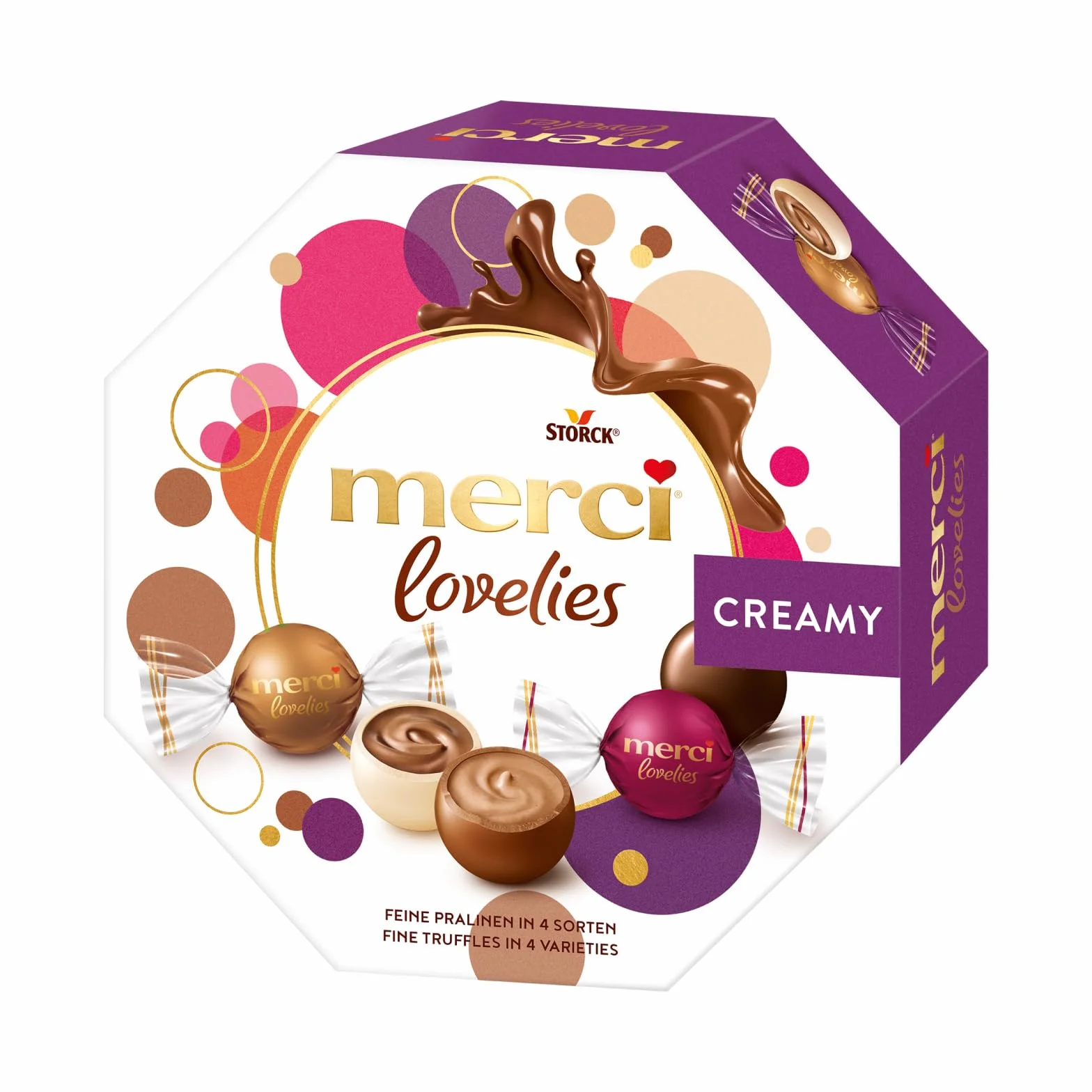 merci lovelies Creamy - 1 x 185g - Mélange de chocolats avec spécialités de chocolat farci