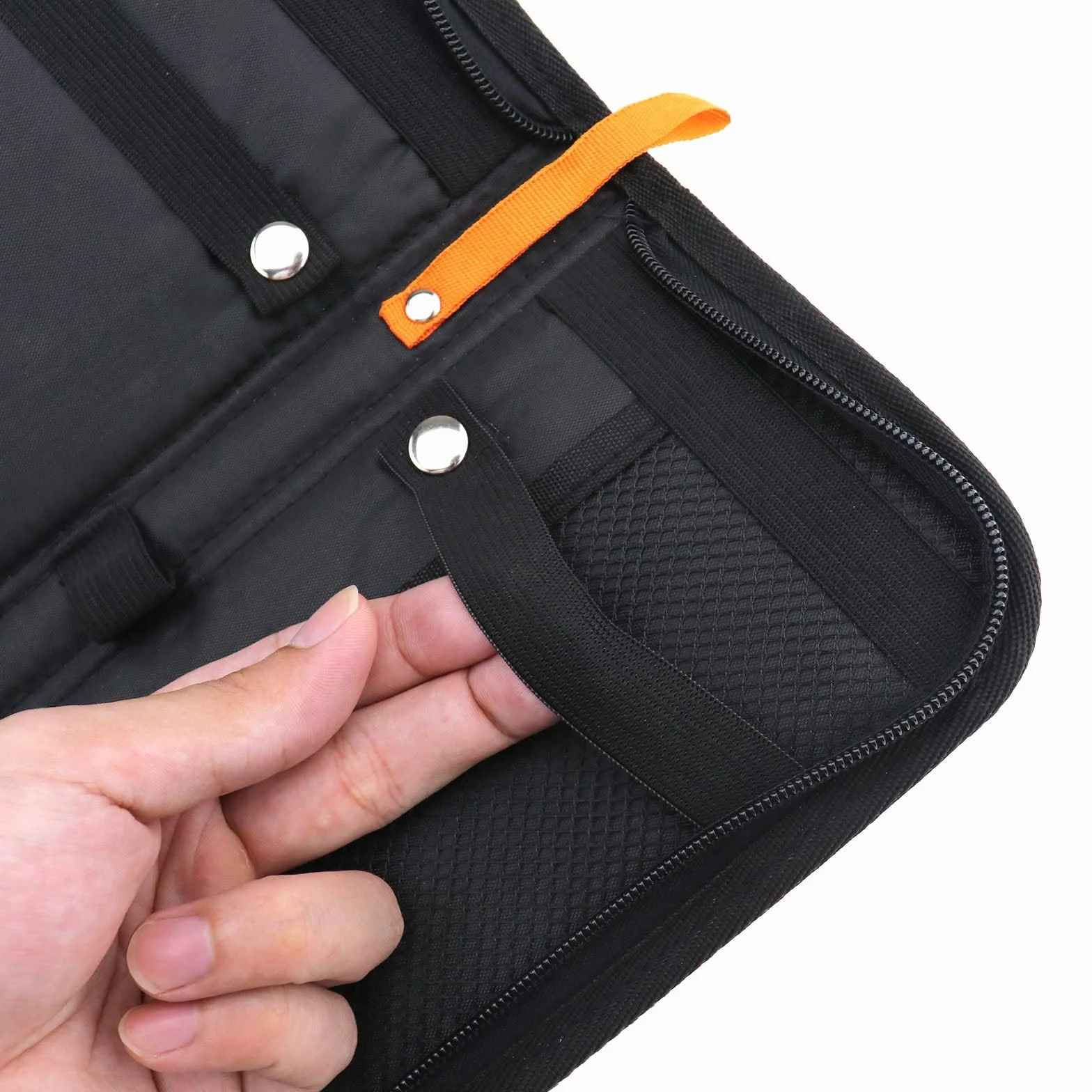 Sac de rangement en nylon noir 40,6 x 12,7 x 2 cm pour homme avec pinces à cravate et boutons de manchette