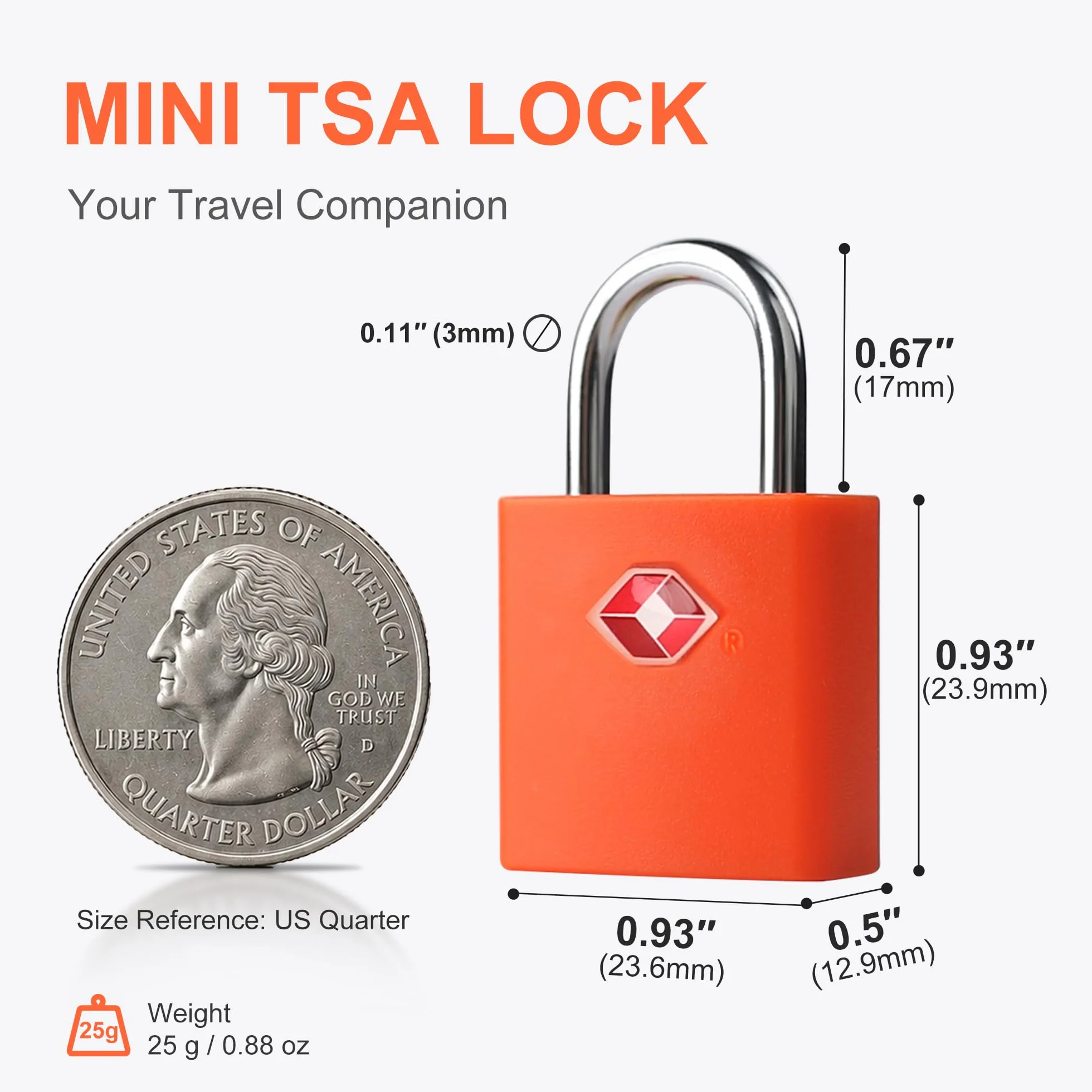 Cadenas TSA Approuvé Officiellement Lot de 4, Cadenas de Voyage en Alliage de Zinc et Plastique ABS avec Clés Identiques