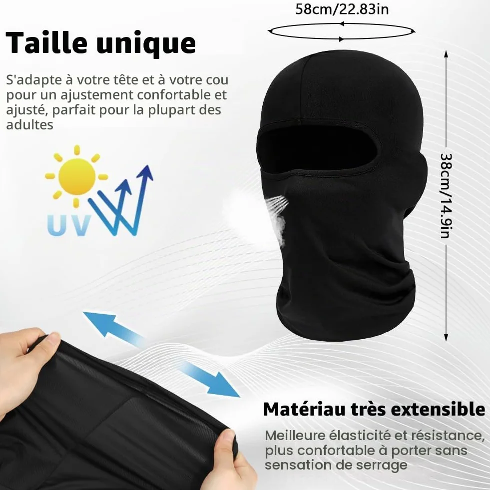 Cagoule Balaclava Élastique Respirante Thermique Protection UV Moto Cyclisme Snowboard