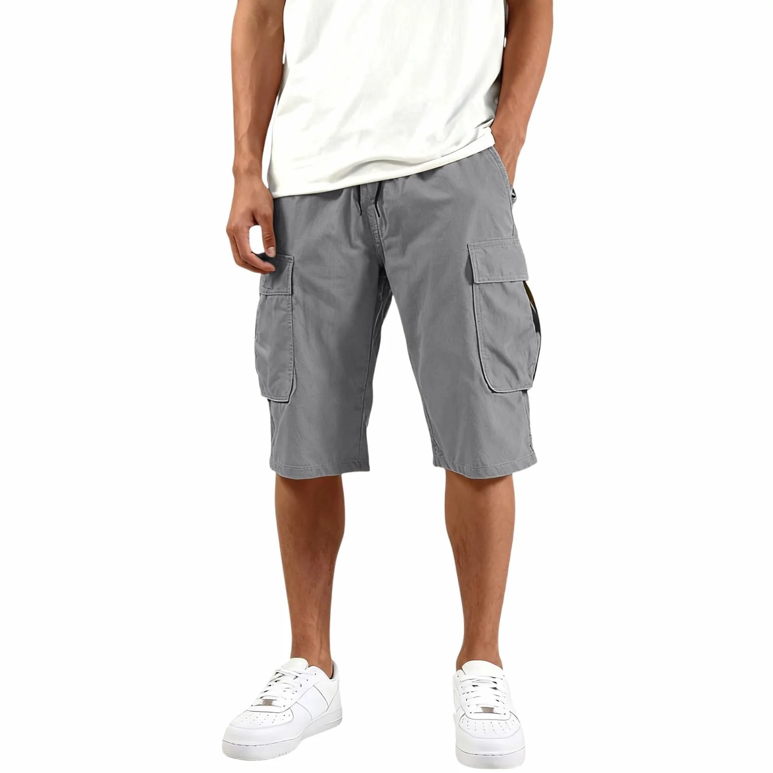 Bermudas Cargo Homme Élastique Militaire Pantacourt Été Léger Court Randonnée Multi-Poches