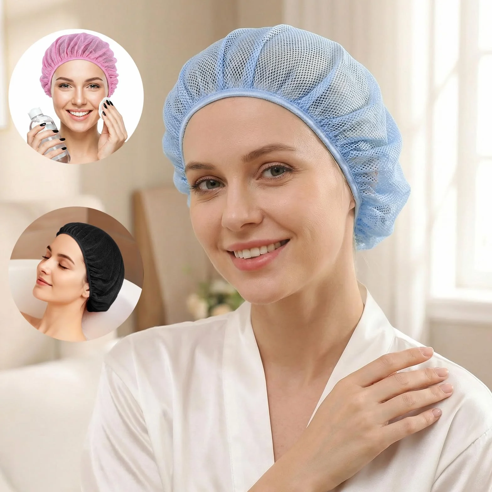 Lot de 4 filets à cheveux en maille pour dormir, bonnets de sommeil élastiques colorés