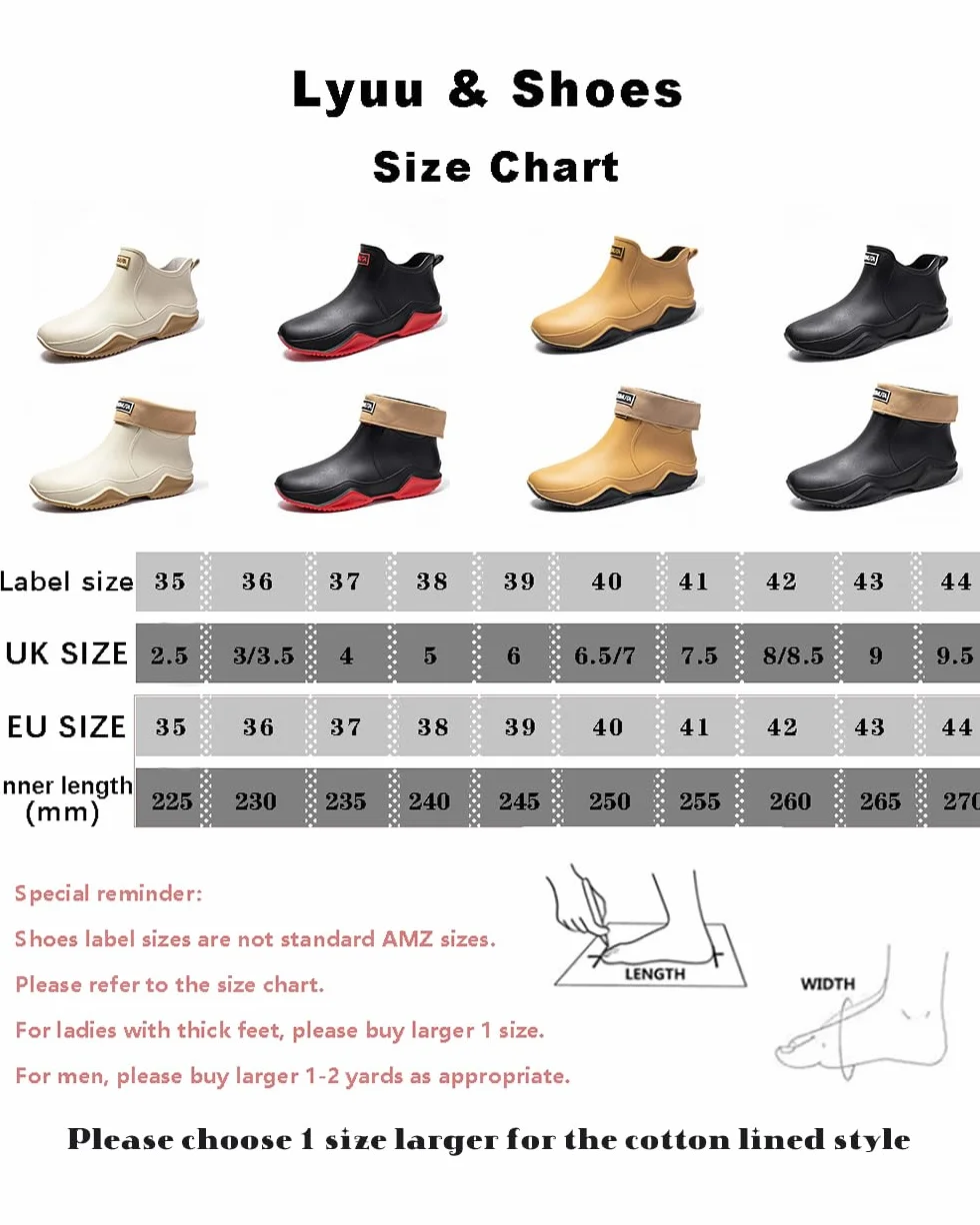 Lyuu Bottes Wellington Imperméables Légères Extérieur Courtes Hommes Femmes