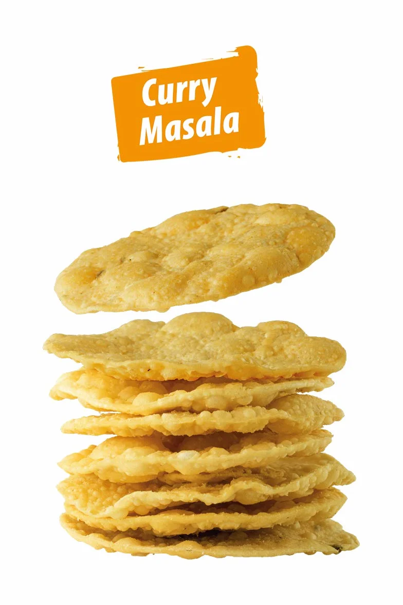 Bonasia Chips Papadum Curry Masala, élaborés à base de farine de lentilles 70 g (Lot de 4)