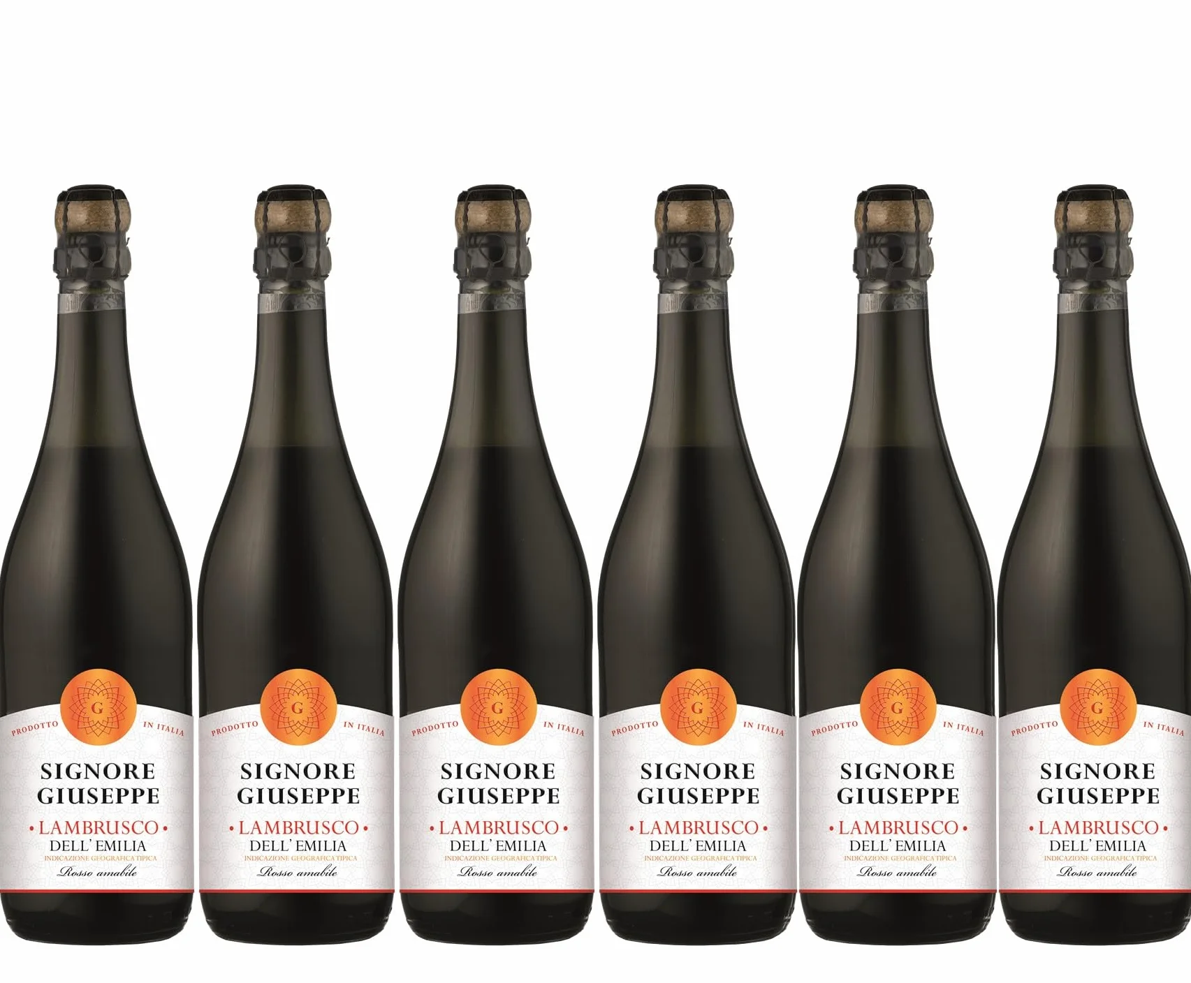Signore Giuseppe - Lambrusco Rosso Dell' Emilia, Vin rouge italien pétillant (6 x 0,75L)
