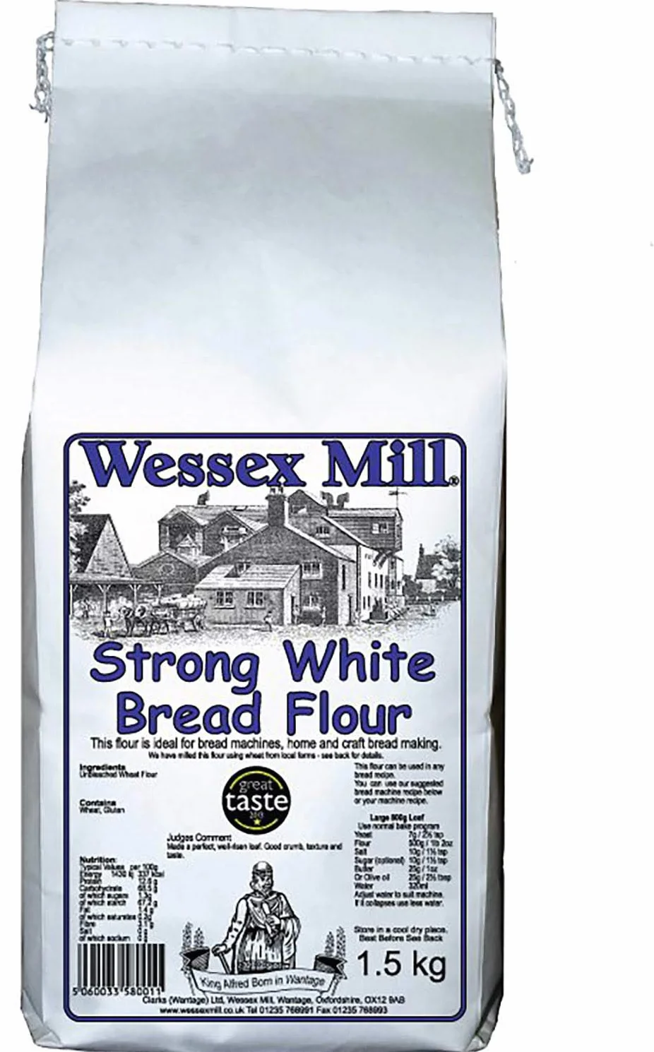 Wessex Mill Lot de 4 paquets de farine à pain blanche forte 1,5 kg