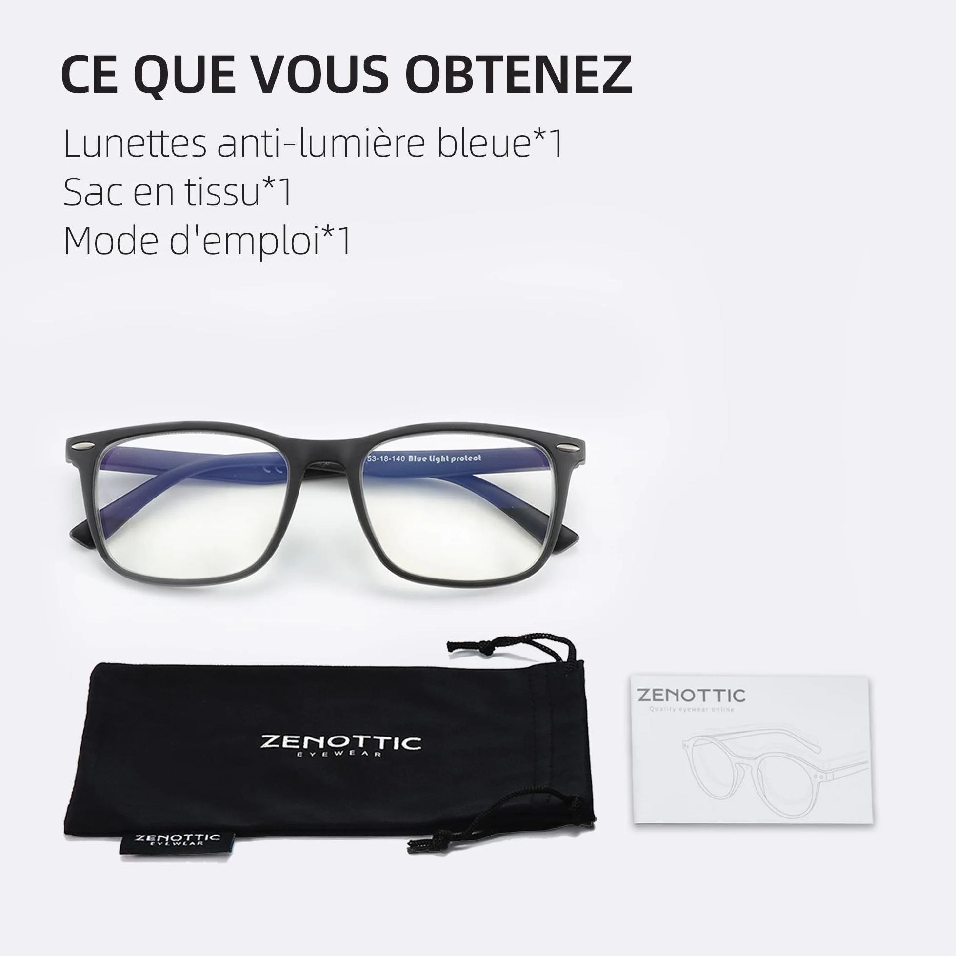 ZENOTTIC Lunettes Loupe Homme Anti-Lumière Bleue Monture Rectangulaire Légère Filtre UV Protection Yeux avec Étui