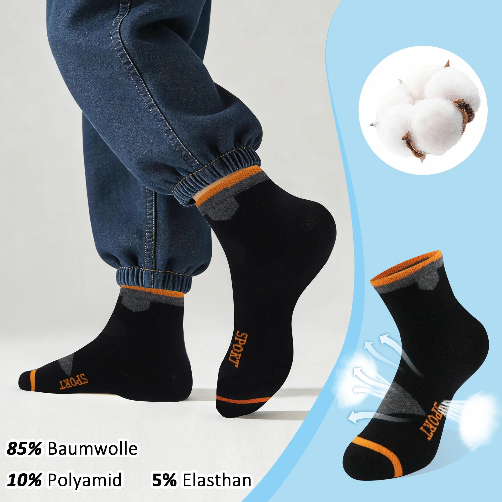 Chaussettes Enfant Garçon Fille Coton Doux Respirantes Motifs Sport Unisex Foot Confortables Pack de 12