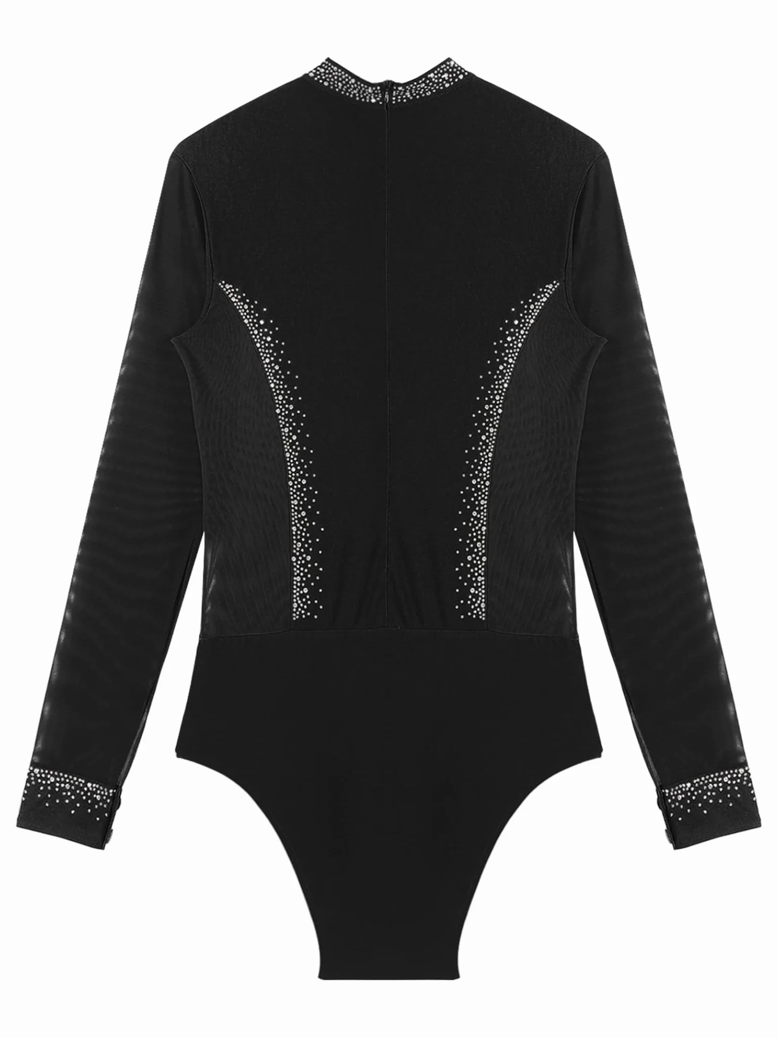 Costume de Gymnastique Hommes Manches Longues Pailleté Strass Body Patinage Artistique Combinaison Danse