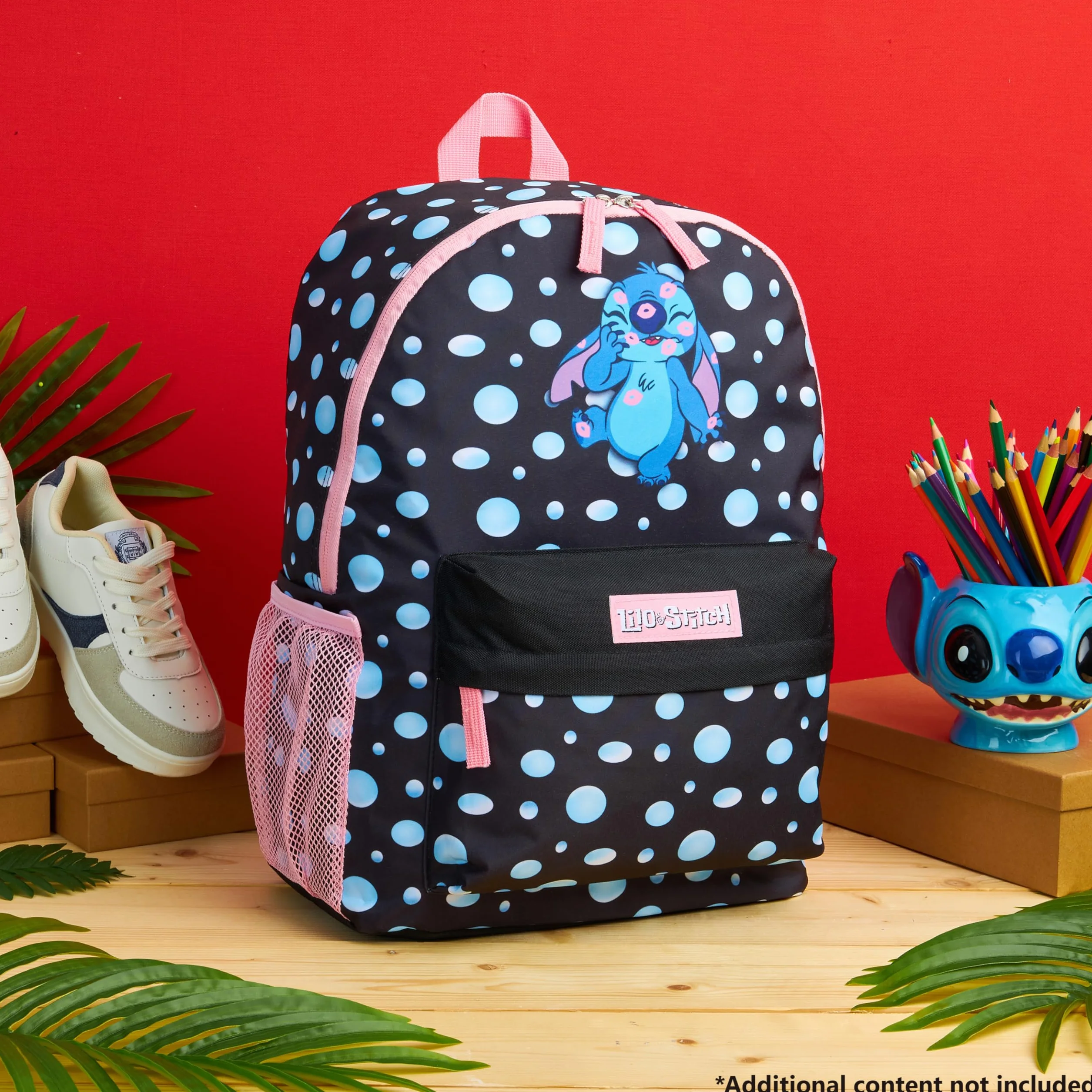 Disney Stitch Sac à Dos Fille Cartable Scolaire Voyage Sport (Noir)