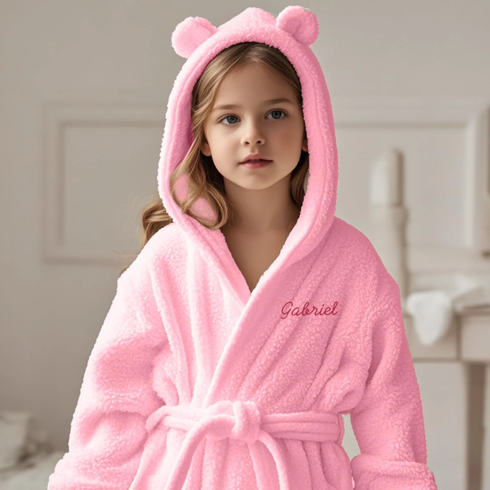 Peignoir Bébé Personnalisé avec Nom Brodé, Flanelle Douce, Cadeau Naissance