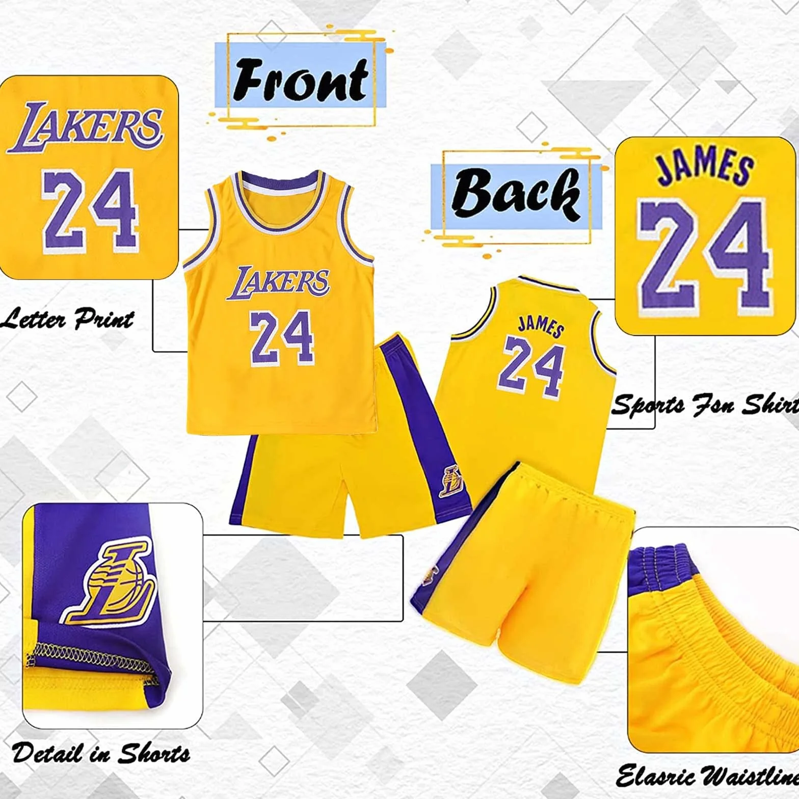Kit de Maillot de Basket-Ball Enfants Jersey Garçons Sportswear Gilet sans Manches Hauts et Shorts Sports Set Survêtement d'été