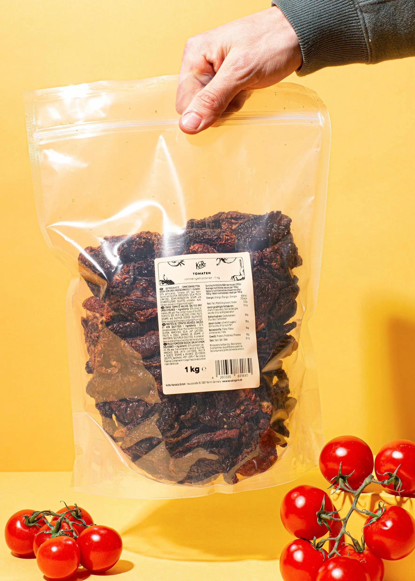 KoRo - Tomates séchées au soleil 1 kg - Non sulfuré, sans huile, idéal pour sauce pesto et salade