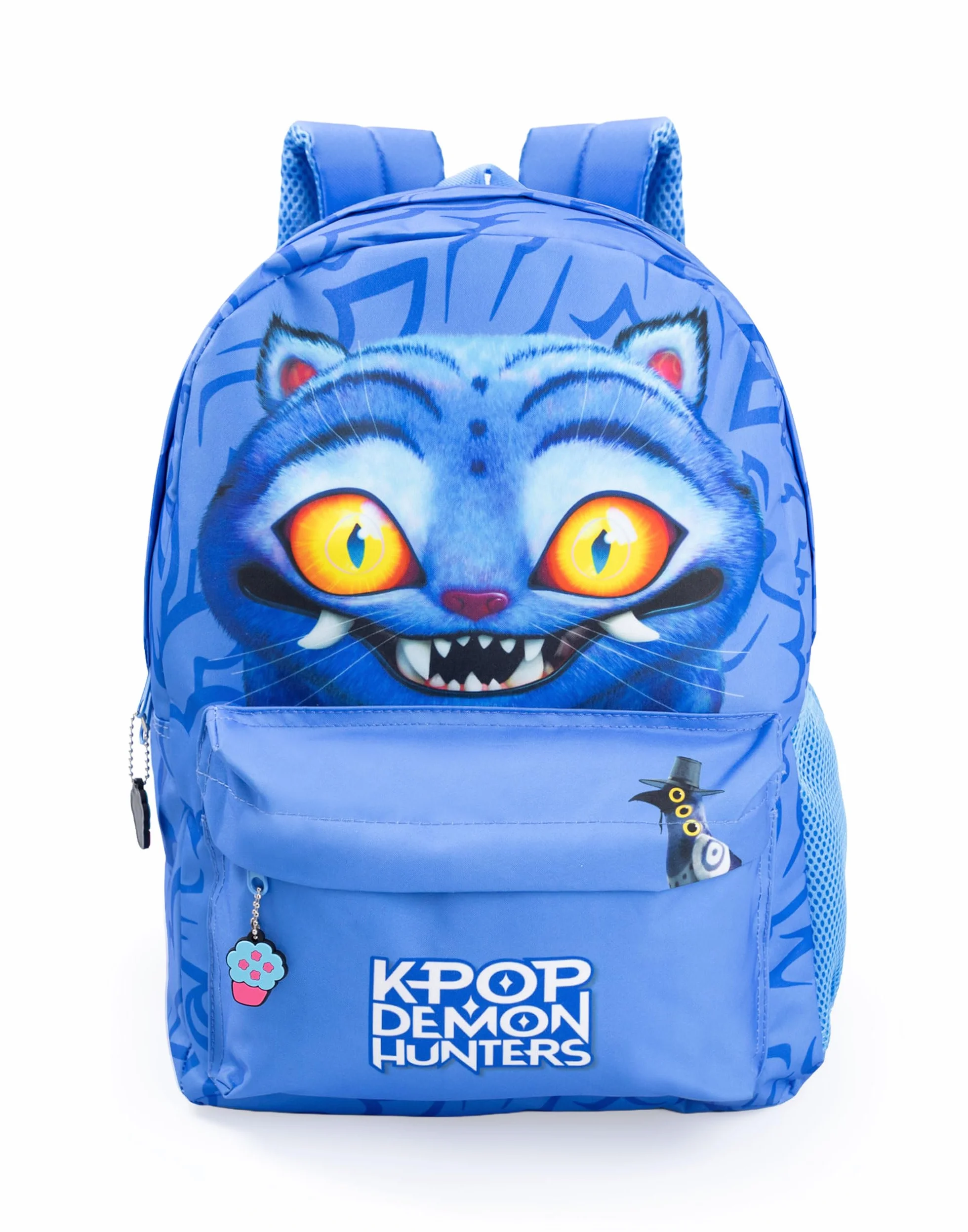Sac à dos KPop Demon Hunters Derpy Tiger bleu pour enfant avec poche avant zippée