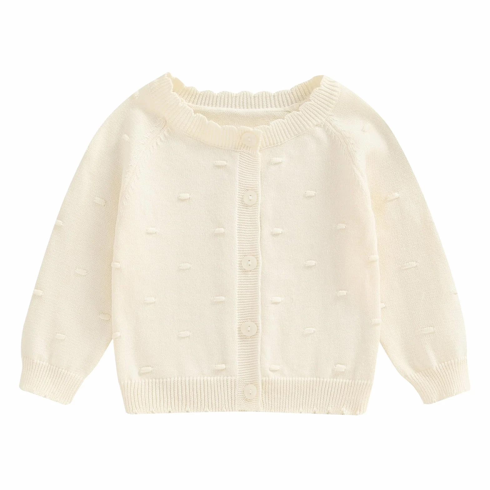 Carolilly Cardigan Boutonné Enfant Bébé à Manches Longues en Coton Tricoté
