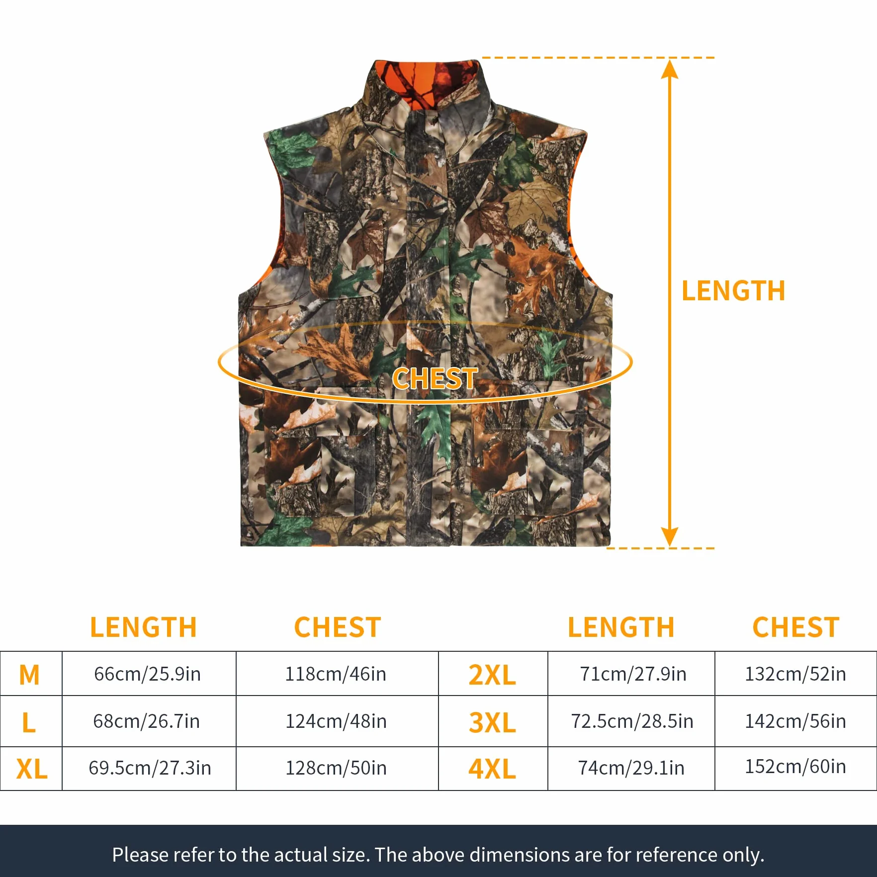 GUGULUZA Gilet de Chasse Orange Camo Réversible Multi-Poches